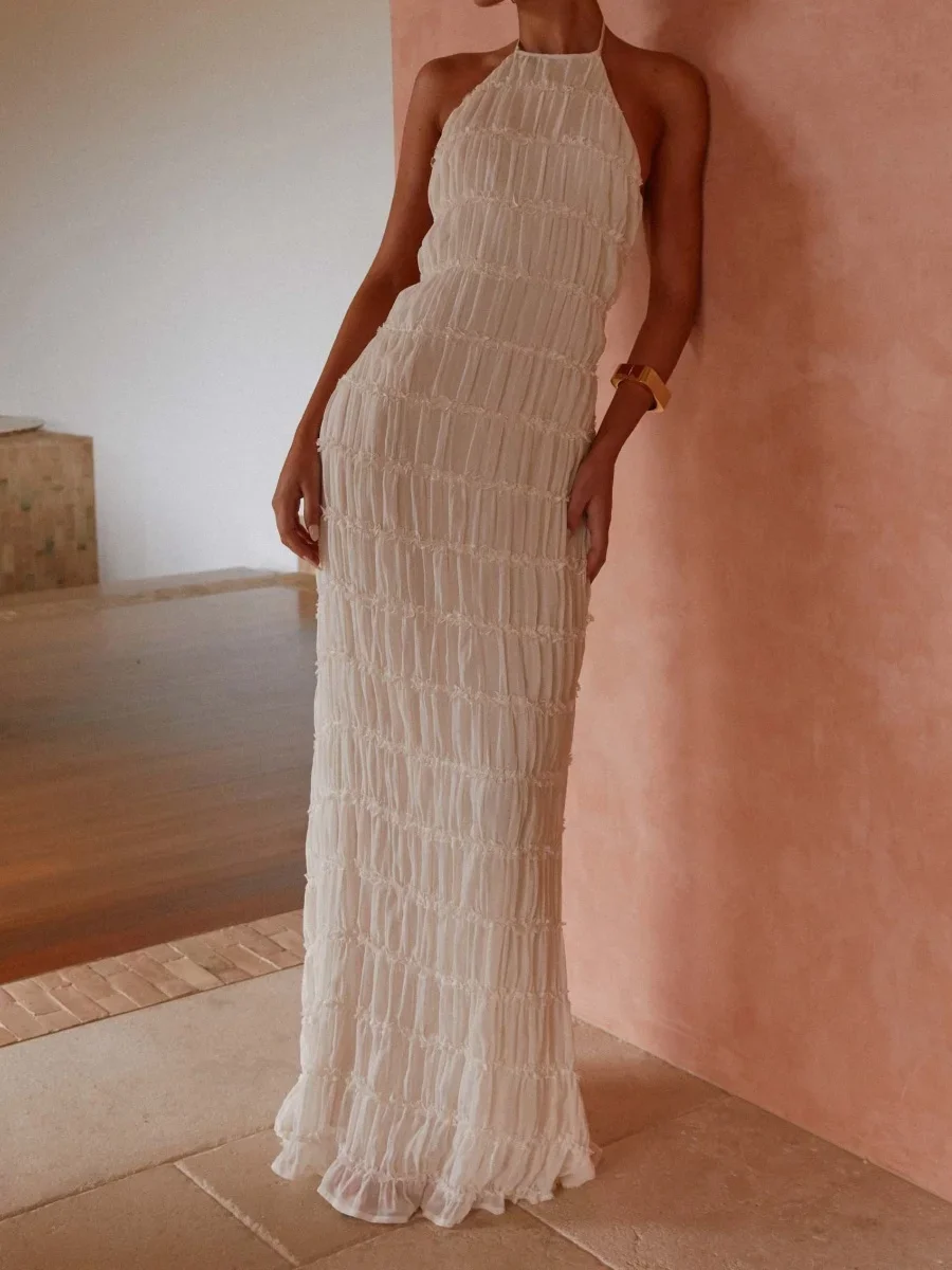 Women Cocktail Party Dress Ruched Long Dress Sleeveless Skinny Cocktail Bodycon Dress Clubwear Female Maxi Backless Dress
Women Cocktail Party Dress Ruched Long Dress Sleeveless Skinny Cocktail Bodycon Dress Clubwear Female Maxi Backless Dress