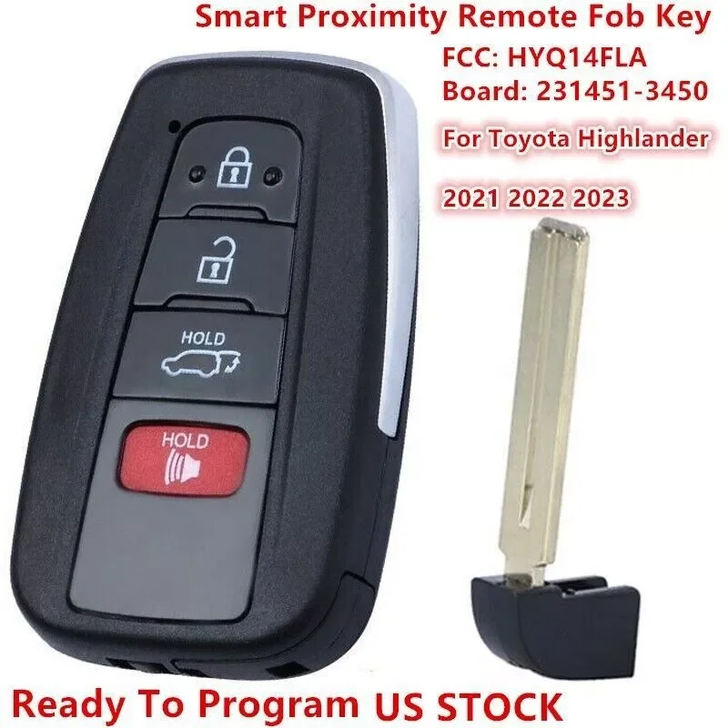 KEYECU Smart Remote Control Car Key With 4 Buttons 314.3MHz for Toyota Highlander RAV4 2021 2022 2023 Fob HYQ14FLA, 231451-3450
KEYECU Smart Remote Control Car Key With 4 Buttons 314.3MHz for Toyota Highlander RAV4 2021 2022 2023 Fob HYQ14FLA, 231451-3450
