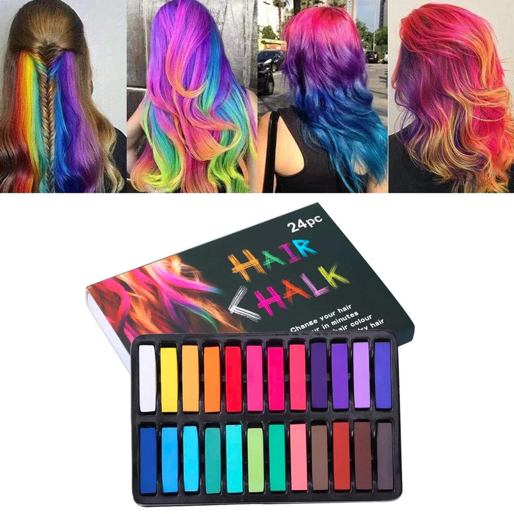 12/24pcs hair color chalk colorful temporary crayon DIY coloring hair dye pastels kit styling tools
12/24pcs hair color chalk colorful temporary crayon DIY coloring hair dye pastels kit styling tools
