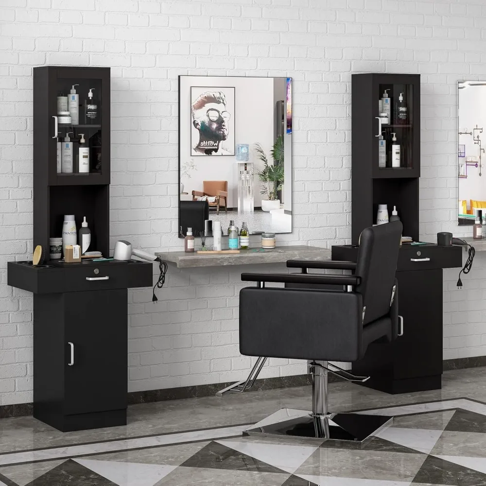 Salon Station for Hair Stylist,Hair Styling Organizer Equipment with Glass Door,6 Tool Dryer Holders, 2 Storage Cabinet
Salon Station for Hair Stylist,Hair Styling Organizer Equipment with Glass Door,6 Tool Dryer Holders, 2 Storage Cabinet