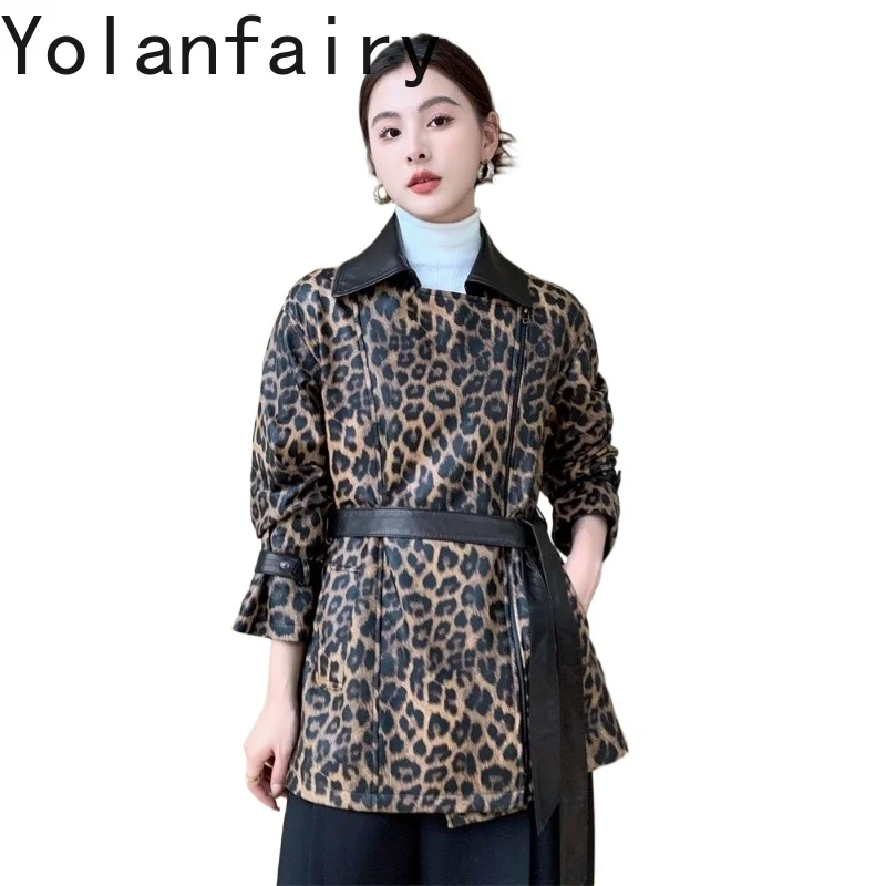 YOLANFAIRY Women Leopard Print Real Sheepskin Trench Coat 2026 Elegant Mid-Length Genuine Leather Jacket with Belt Chaquetas
YOLANFAIRY Women Leopard Print Real Sheepskin Trench Coat 2026 Elegant Mid-Length Genuine Leather Jacket with Belt Chaquetas