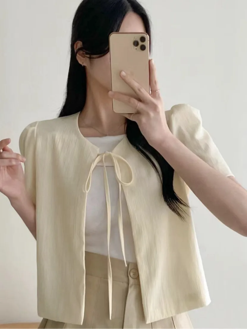 Sweet ort Sve Bubble Sve Jaet Женский тонкий дизайн Sense ature Ele Commute Sle V-ne Pure Color irt
Sweet ort Sve Bubble Sve Jaet Женский тонкий дизайн Sense ature Ele Commute Sle V-ne Pure Color irt