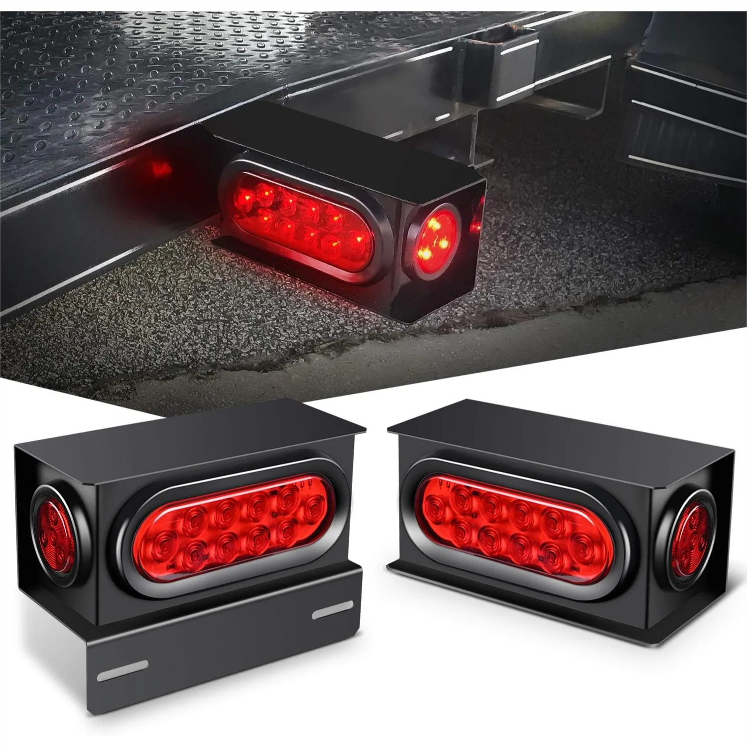 Steel Trailer Light Box Housing Kit with 6 Inch Oval Red LED Tail Lights and 2 Inch Round Red Side Marker Lights with Grommet
Steel Trailer Light Box Housing Kit with 6 Inch Oval Red LED Tail Lights and 2 Inch Round Red Side Marker Lights with Grommet