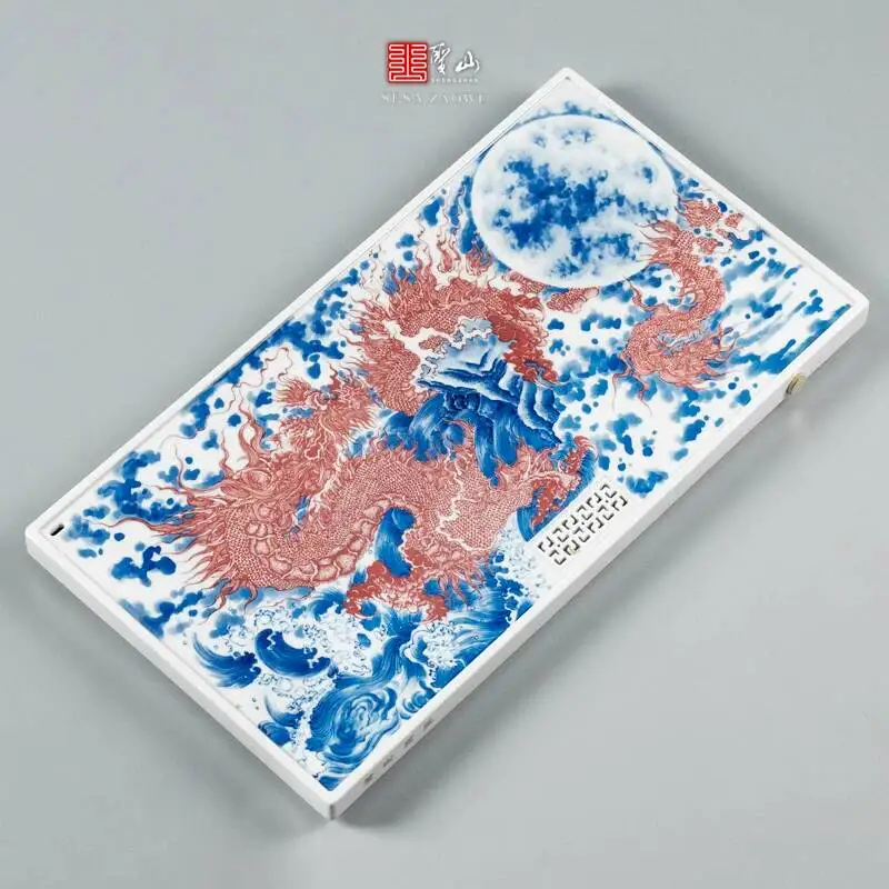 Holy Mountain Antique-Style Blue White Dragon Moon-Gazing Underglaze Red Ceramic Set, Jingdezhen Dual-Use Dry And Wet Tea Tray
Holy Mountain Antique-Style Blue White Dragon Moon-Gazing Underglaze Red Ceramic Set, Jingdezhen Dual-Use Dry And Wet Tea Tray