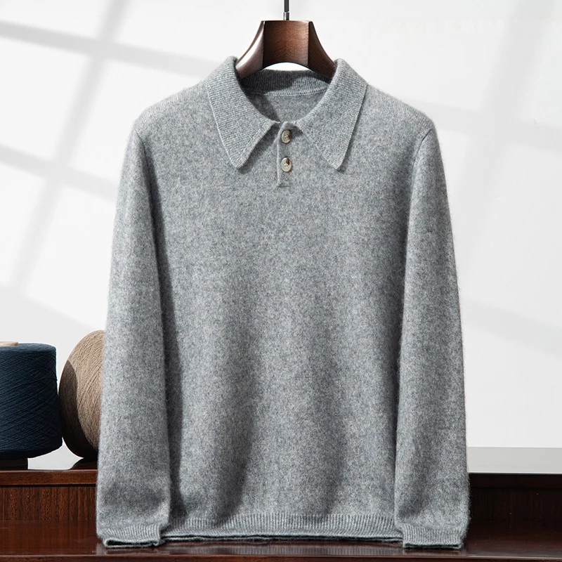 Men's Polo Collar Shirt Autumn Winter New 100% Pure Cashmere Sweater Casual Business Loose Thick Knitted Sweater
Men's Polo Collar Shirt Autumn Winter New 100% Pure Cashmere Sweater Casual Business Loose Thick Knitted Sweater