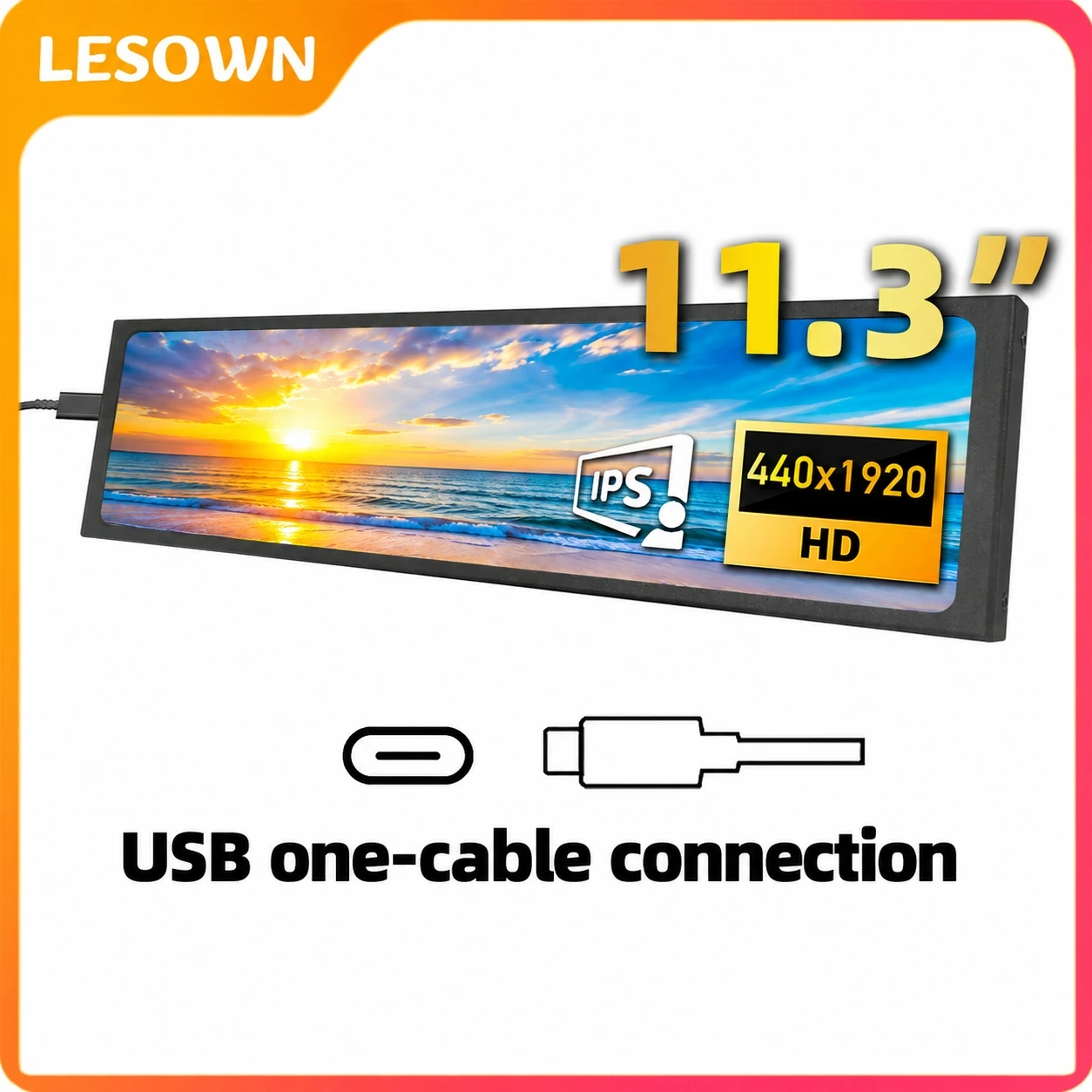 LESOWN 11.3 Inch Ultra-wide Monitor 440x1920 Stretched Display Instant Connection Aluminum Screen for Mini PC
LESOWN 11.3 Inch Ultra-wide Monitor 440x1920 Stretched Display Instant Connection Aluminum Screen for Mini PC