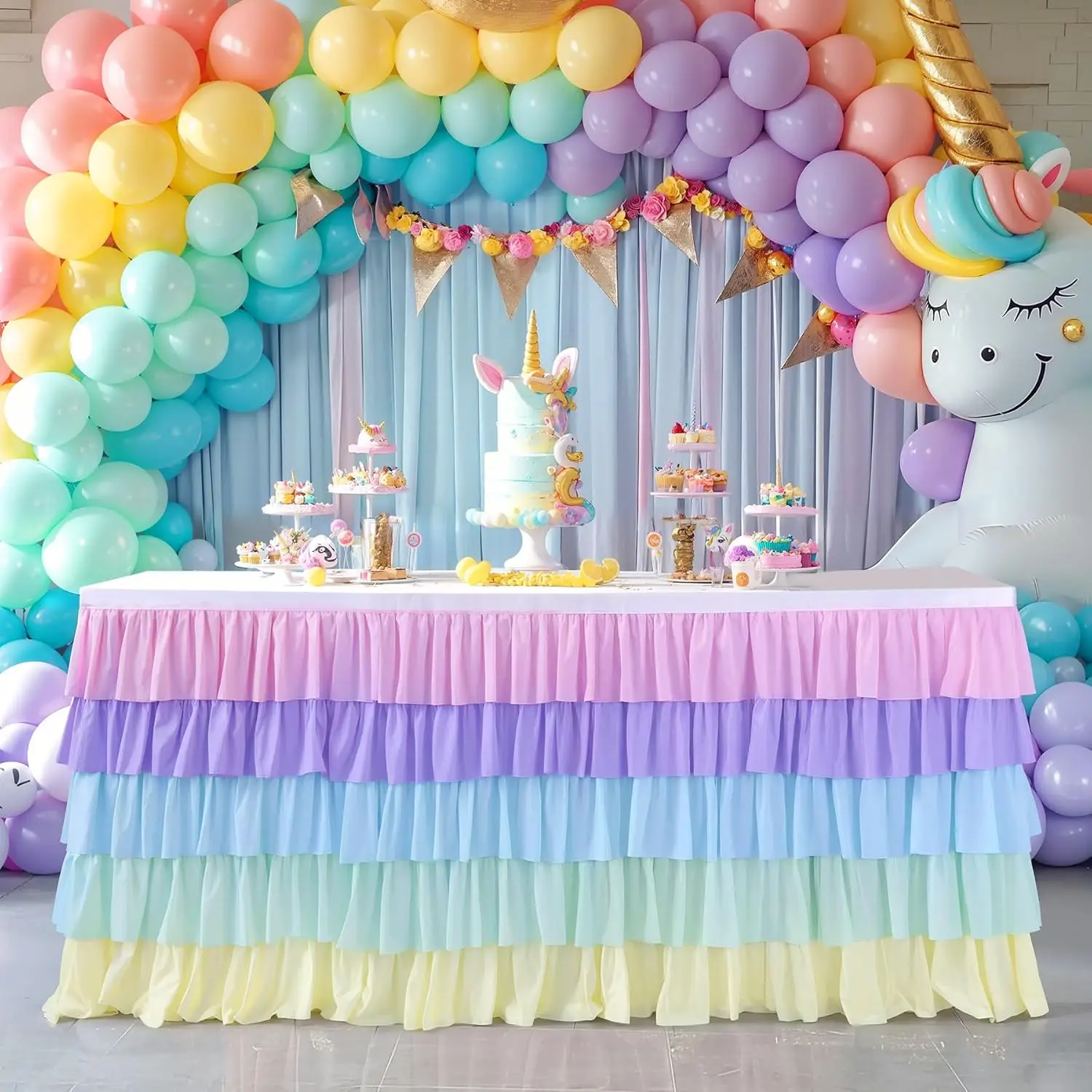 6ft Rainbow Tutu Table Skirt for Party Decorations Chiffon Ruffle Table Cloth
6ft Rainbow Tutu Table Skirt for Party Decorations Chiffon Ruffle Table Cloth