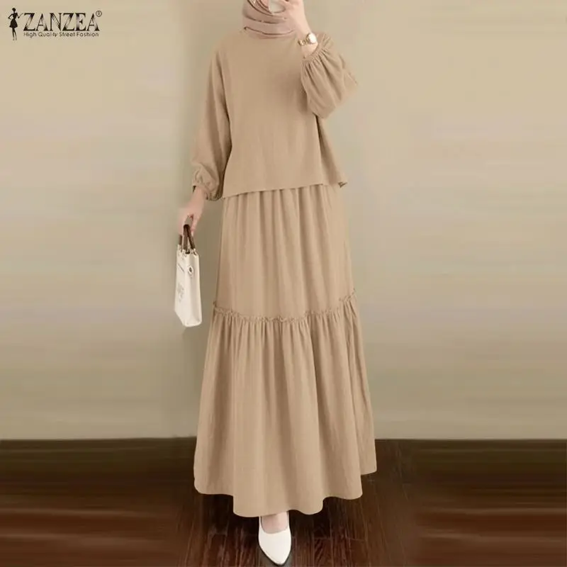 2026 ZANZEA Fashion Muslim 2 Piece Sets Women Long Sleeve Tops Dress Suit Solid Outfits Dubai Hijab Tracksuit A Line Skirt Sets
2026 ZANZEA Fashion Muslim 2 Piece Sets Women Long Sleeve Tops Dress Suit Solid Outfits Dubai Hijab Tracksuit A Line Skirt Sets