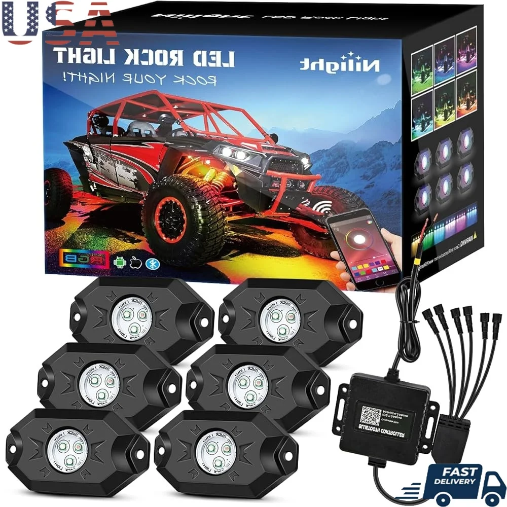 Комплект светодиодных рок-огни RGB, 6 капсул, управление через приложение Bluetooth, водонепроницаемые многоцветные неоновые капсулы, мигающий музыкальный режим, грузовик, квадроцикл, внедорожник, UTV
Комплект светодиодных рок-огни RGB, 6 капсул, управление через приложение Bluetooth, водонепроницаемые многоцветные неоновые капсулы, мигающий музыкальный режим, грузовик, квадроцикл, внедорожник, UTV