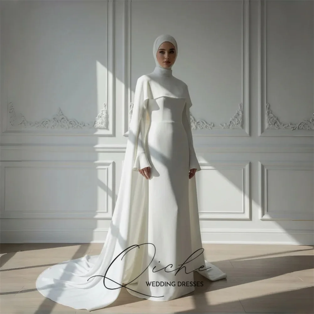 QICHE Modest Muslim Sheath Wedding Dresses Women 2026 Long Sleeves High Collar Vintage Bridal Gown Vestido De Noiva Customized
QICHE Modest Muslim Sheath Wedding Dresses Women 2026 Long Sleeves High Collar Vintage Bridal Gown Vestido De Noiva Customized