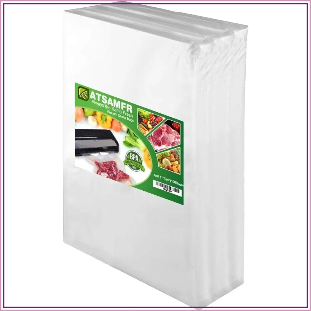 100 Pcs 11x20 Vacuum Sealer Bags, BPA Free Precut Food Sealer Bags for Long Term Preservation
100 Pcs 11x20 Vacuum Sealer Bags, BPA Free Precut Food Sealer Bags for Long Term Preservation