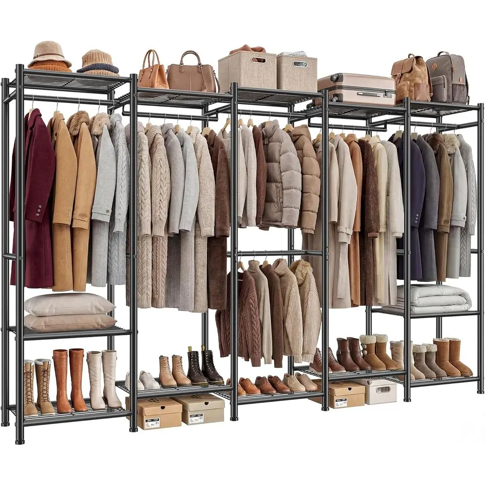 Extra Large 6-Rod 12-Shelf Portable Metal Clothes Rack, Heavy Duty Hanging Storage for Bedroom, Holds 1200 lbs, Black
Extra Large 6-Rod 12-Shelf Portable Metal Clothes Rack, Heavy Duty Hanging Storage for Bedroom, Holds 1200 lbs, Black
