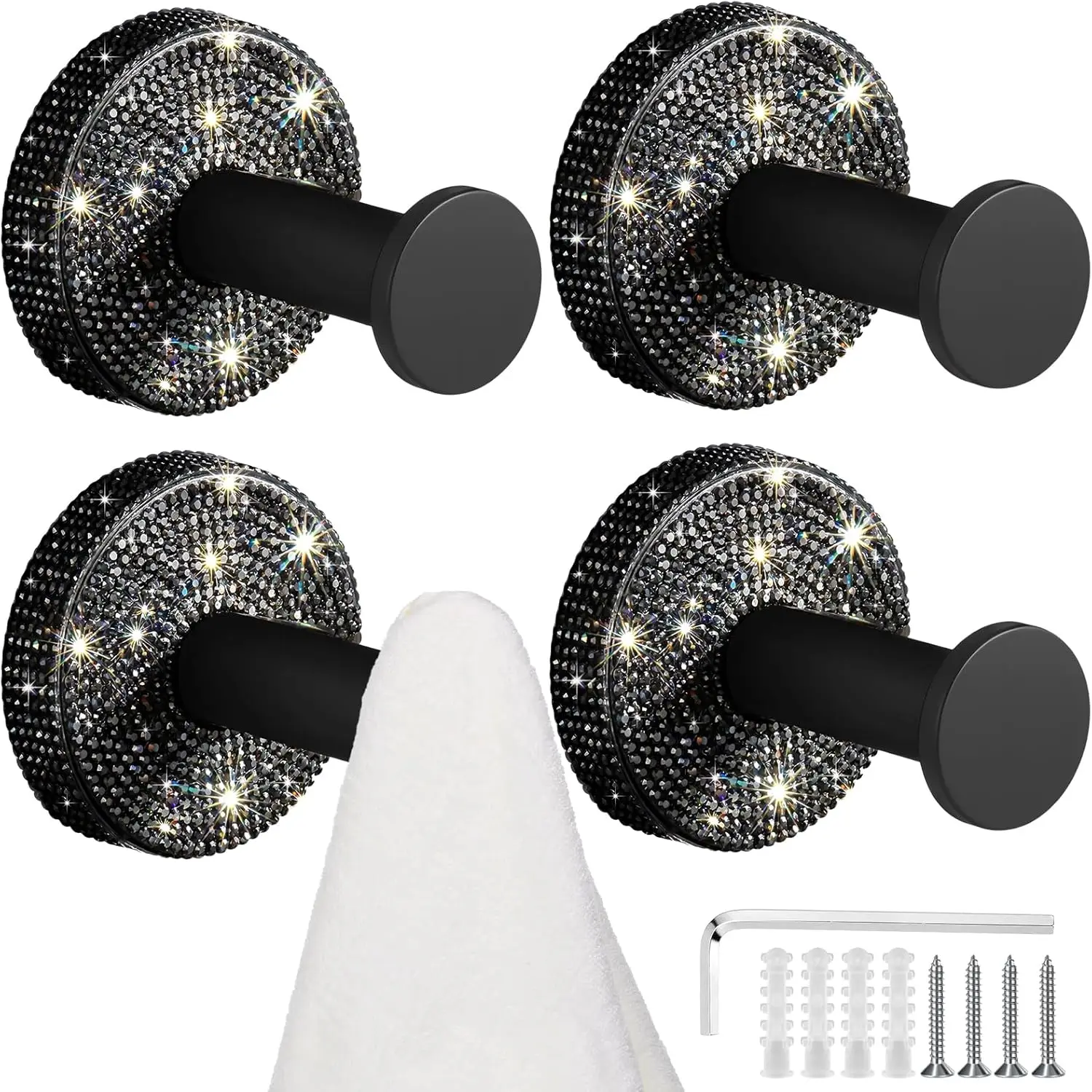 Набор из 4 декоративных настенных крючков для полотенец с блестками и стразами
Набор из 4 декоративных настенных крючков для полотенец с блестками и стразами