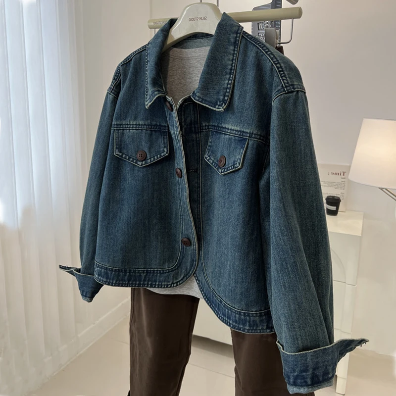 Retro Faded ort Casual Denim Jaet Women's Spring Autumn Small Size Guangzhou Thirteenth Fac High Quali
Retro Faded ort Casual Denim Jaet Women's Spring Autumn Small Size Guangzhou Thirteenth Fac High Quali