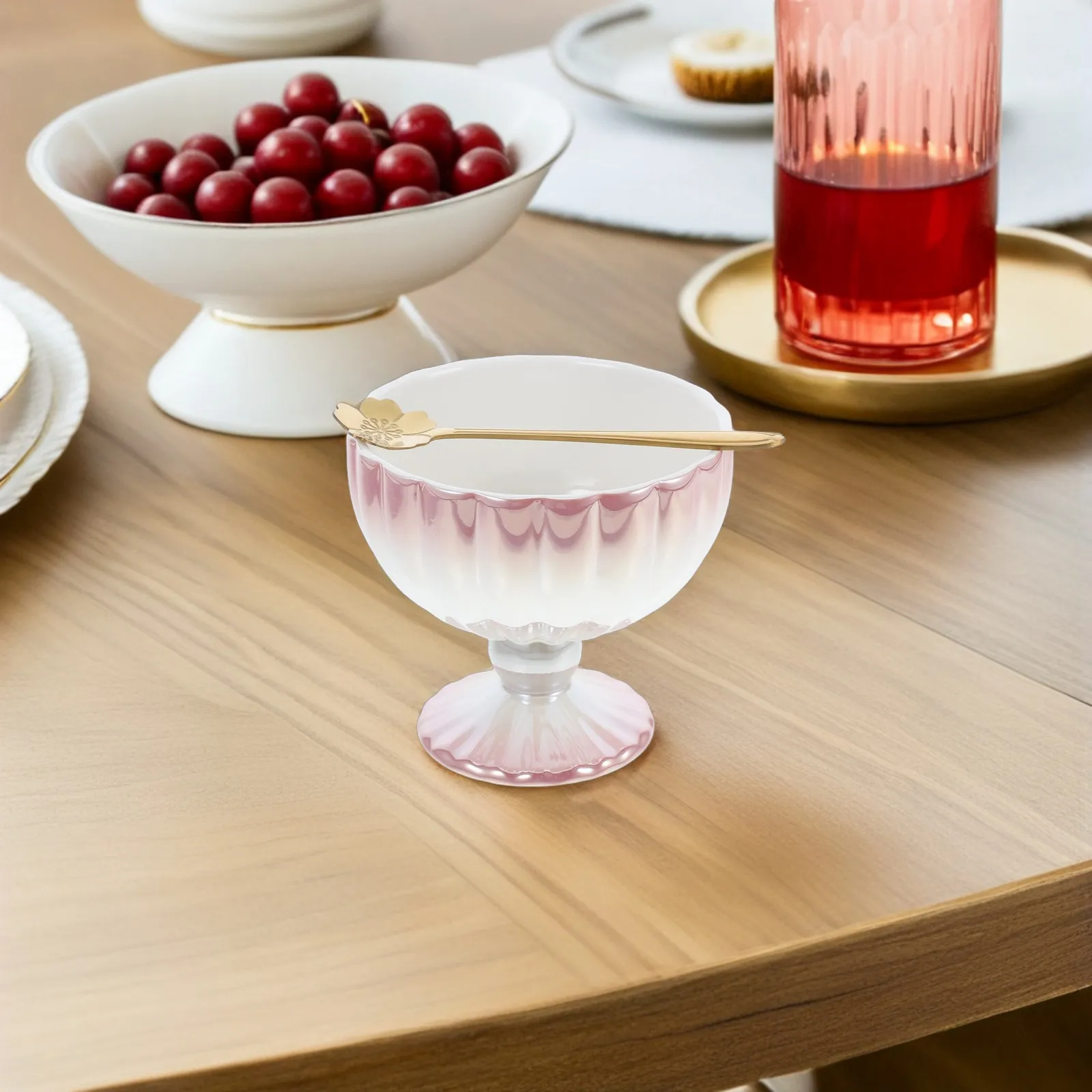 1Set Footed Ceramic Dessert Bowl with Spoon Elegant Tall Ice Cream Cup for Pudding Smoothie Fruit Salad Yogurt
1Set Footed Ceramic Dessert Bowl with Spoon Elegant Tall Ice Cream Cup for Pudding Smoothie Fruit Salad Yogurt