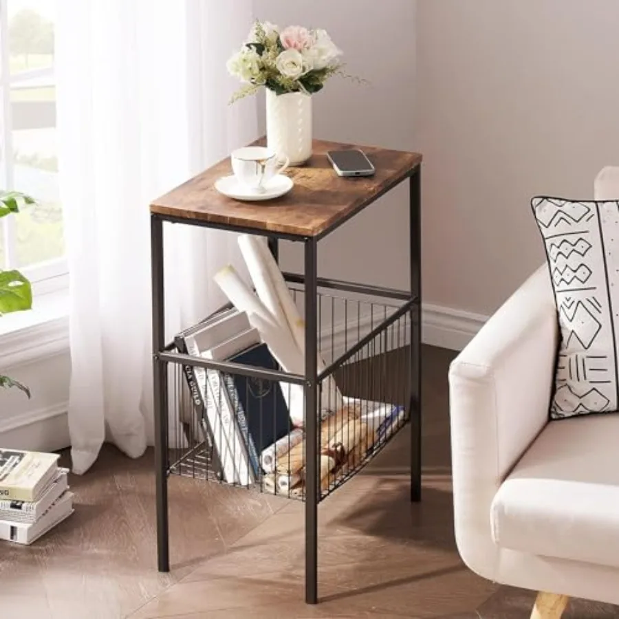 Tall Night Stand with Metal Basket, End Table with Shelf Storage Organizer, Wood Nightstand for Bedroom, Living Room, Bathroom
Tall Night Stand with Metal Basket, End Table with Shelf Storage Organizer, Wood Nightstand for Bedroom, Living Room, Bathroom