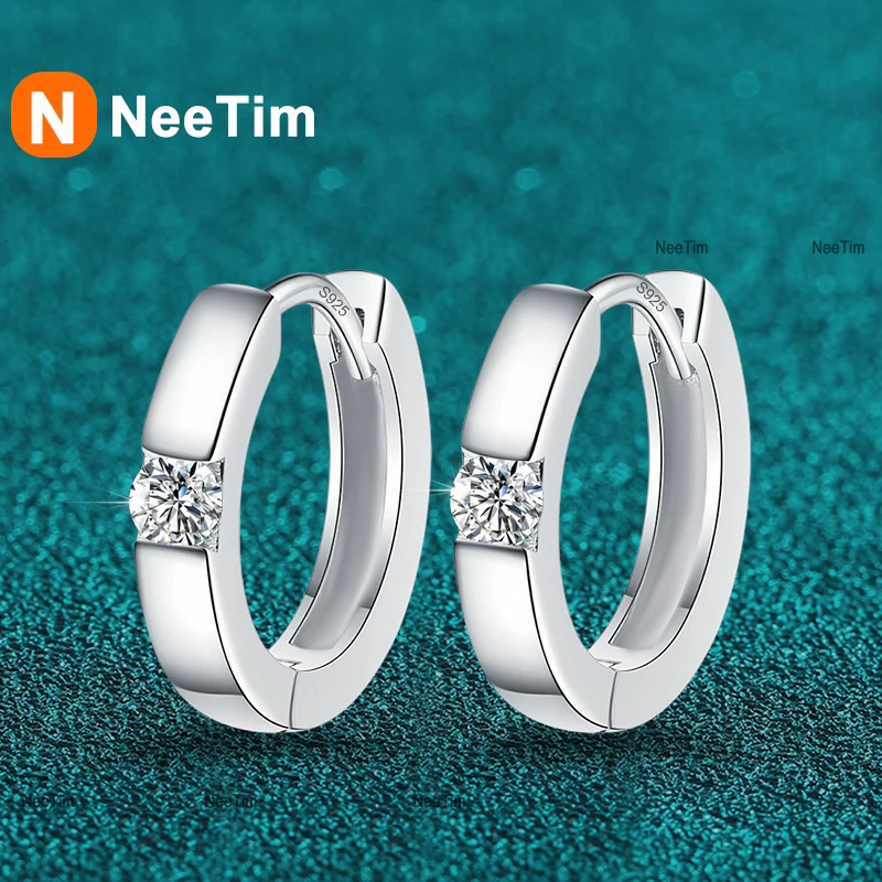 NeeTim 3mm Moissanite Hoop Earrings for Women Lab Diamond 925 Sterling Silver with White Gold Plated Earring Wedding Jewelry
NeeTim 3mm Moissanite Hoop Earrings for Women Lab Diamond 925 Sterling Silver with White Gold Plated Earring Wedding Jewelry