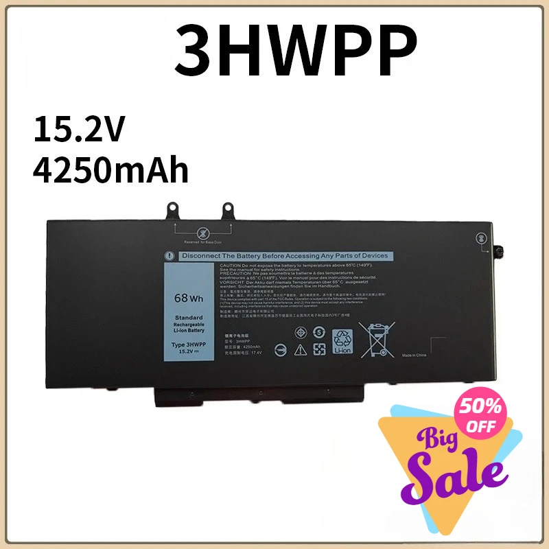 New 3HWPP Laptop Battery for Dell Latitude 5401 5501 5510 5511 5410 5411 for Dell Precision 3541 3550 3551 1VY7F N2NLL P80F003
New 3HWPP Laptop Battery for Dell Latitude 5401 5501 5510 5511 5410 5411 for Dell Precision 3541 3550 3551 1VY7F N2NLL P80F003