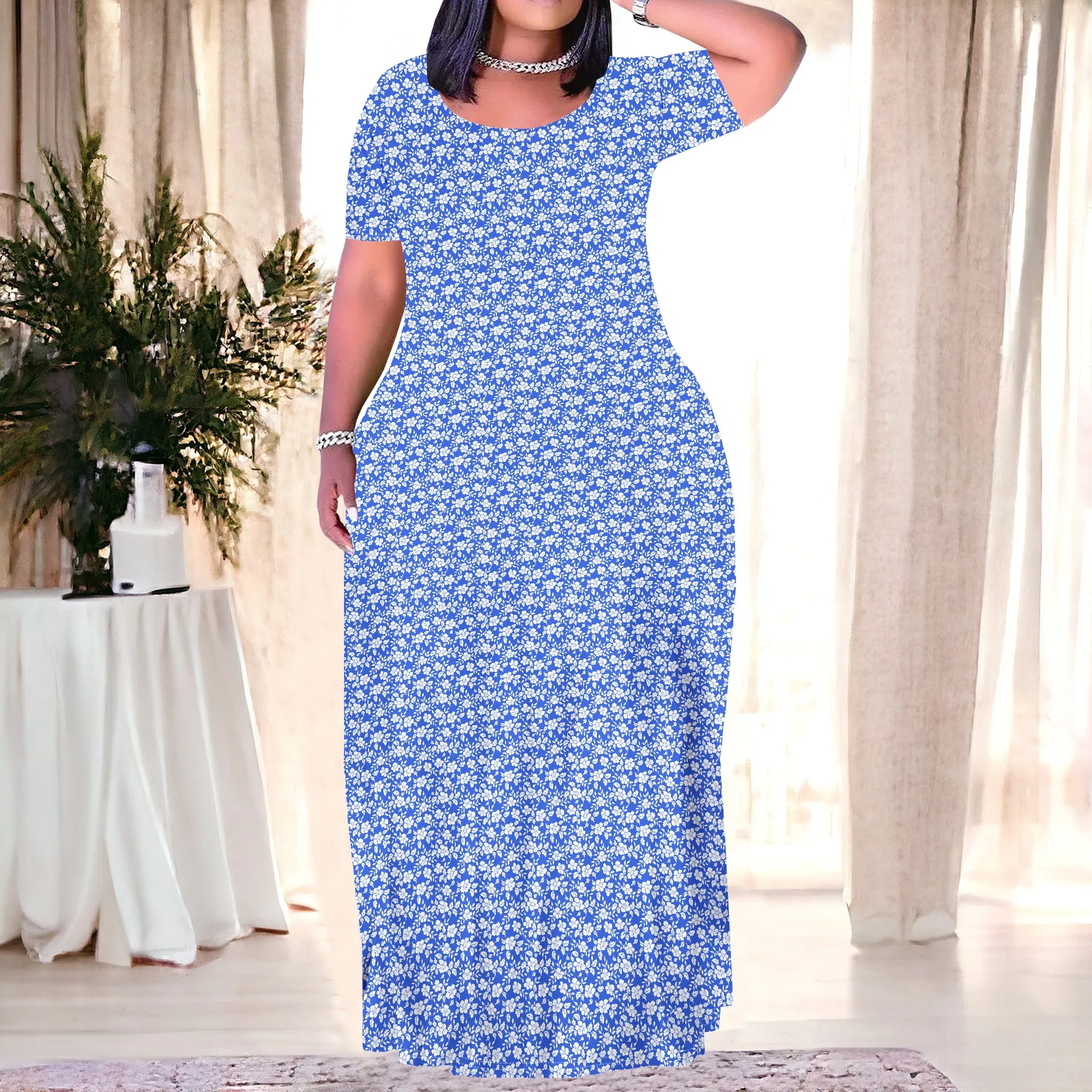 Women's Green Leaf Short-Sleeve Crew Neck Printed Maxi Dress with Pocket Polyester Vacation Summer Vibrant
Women's Green Leaf Short-Sleeve Crew Neck Printed Maxi Dress with Pocket Polyester Vacation Summer Vibrant