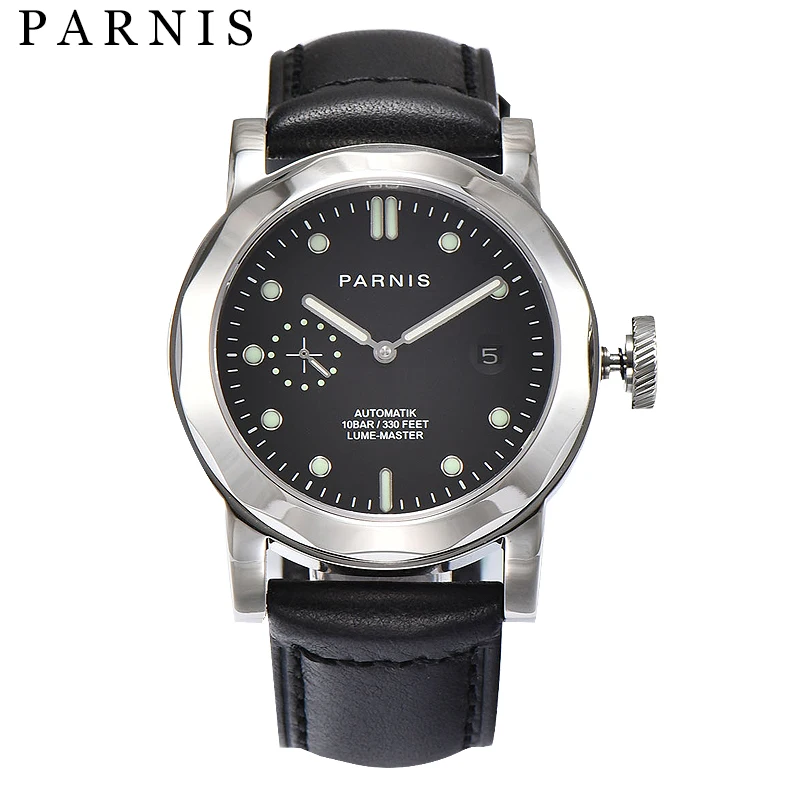 New Fashion Parnis 43mm Silver Case Automatic Mechanical Watches Men Calendar Leather Strap Luminous Calendar Men's Wristwatches
New Fashion Parnis 43mm Silver Case Automatic Mechanical Watches Men Calendar Leather Strap Luminous Calendar Men's Wristwatches