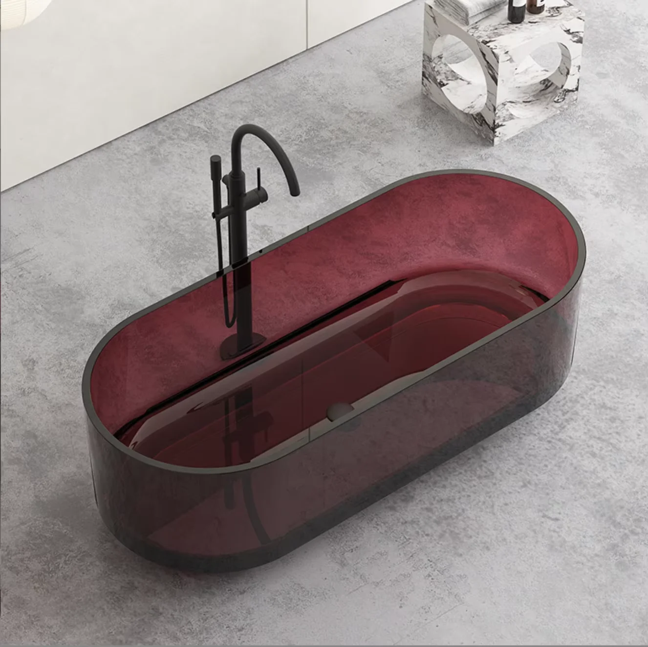Modern Standing Acrylic Solid Surface Bathtub Custom Made Transparent Tubs Hot Sale Massage Function Popular Pure Resin Bath
Modern Standing Acrylic Solid Surface Bathtub Custom Made Transparent Tubs Hot Sale Massage Function Popular Pure Resin Bath