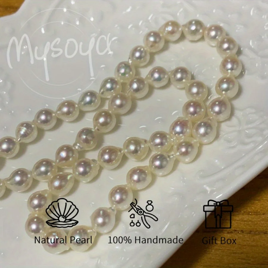 Mysoya Milky White Akoya Japanese Baroque Seawater Pearl Necklace 7.5-8mm with Gift Box Gift for Him/ Her Birthday Wedding
Mysoya Milky White Akoya Japanese Baroque Seawater Pearl Necklace 7.5-8mm with Gift Box Gift for Him/ Her Birthday Wedding