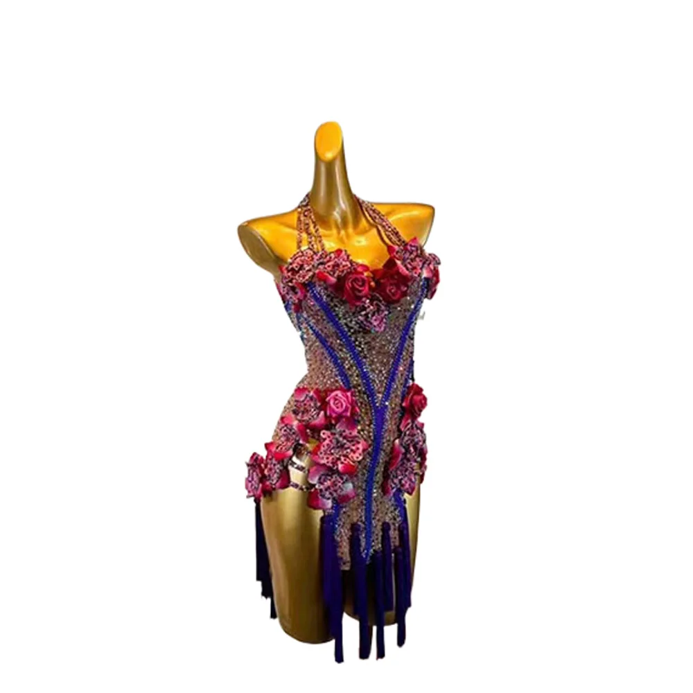 Latin Dance Competition Women's Clothing Children's High-end Customized Peony Flower Diamond Rumba Tango Performance Dress
Latin Dance Competition Women's Clothing Children's High-end Customized Peony Flower Diamond Rumba Tango Performance Dress
