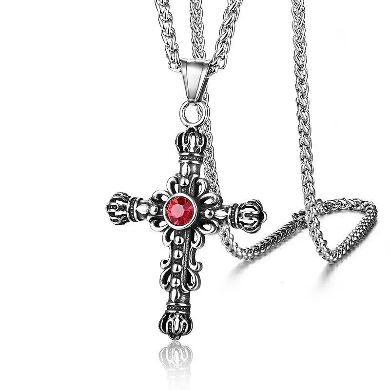 Gothic Men Medieval Red CZ Stone Cross Pendant Stainless Steel Necklace Chains Jewelry Accessories Free Shipping
Gothic Men Medieval Red CZ Stone Cross Pendant Stainless Steel Necklace Chains Jewelry Accessories Free Shipping