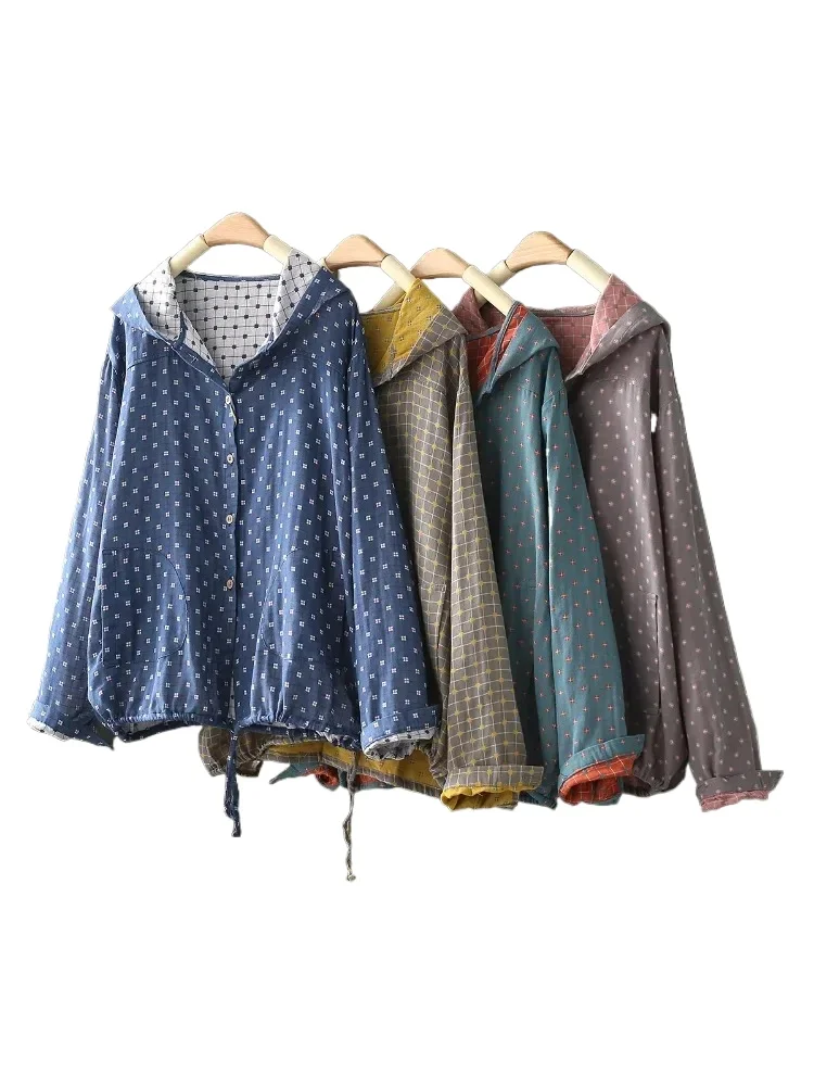 100% Cotton High Quality Large Size Jacket Shirt Women Spring Hooded Long Sleeve Single-breasted Shirts Women's Clothing Coat
100% Cotton High Quality Large Size Jacket Shirt Women Spring Hooded Long Sleeve Single-breasted Shirts Women's Clothing Coat