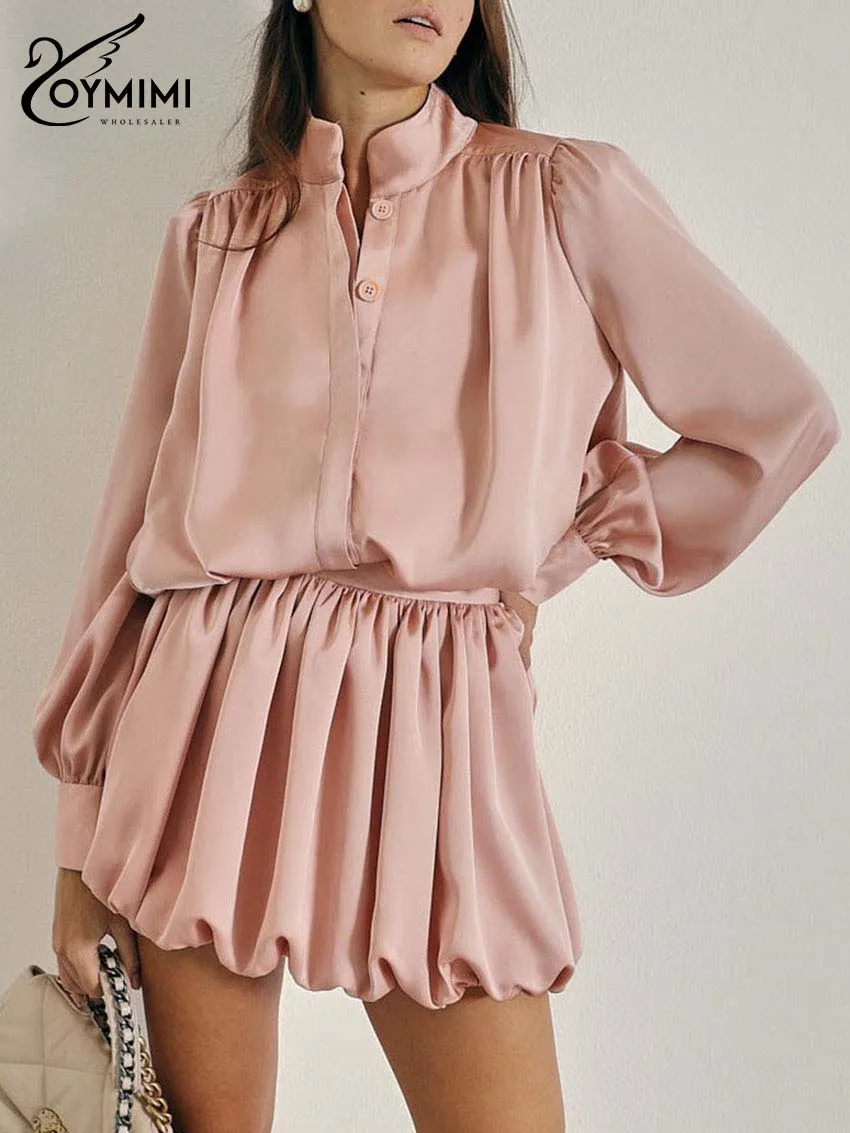 Oymimi Fahsion Pink Satin Womens 2 Piece Outfit Set Elegant Stand Neck Long Sleeve Button Shirts + High Waist Pleated Skirts Set
Oymimi Fahsion Pink Satin Womens 2 Piece Outfit Set Elegant Stand Neck Long Sleeve Button Shirts + High Waist Pleated Skirts Set