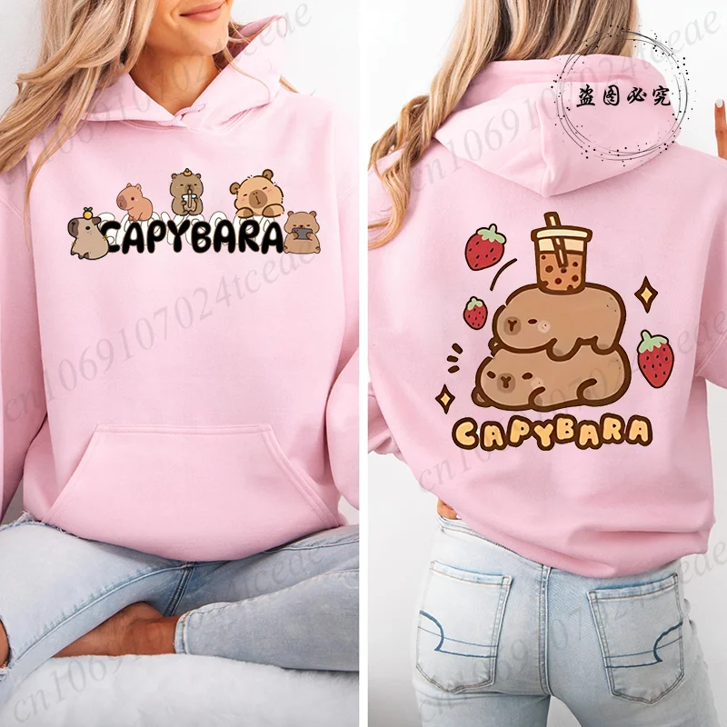 New Women's Fashion Hoodies Capybara Anime Cartoon Pink Sweatshirt Female Long Sleeve Pullover Sportwear Fleece Hooded Clothing
New Women's Fashion Hoodies Capybara Anime Cartoon Pink Sweatshirt Female Long Sleeve Pullover Sportwear Fleece Hooded Clothing