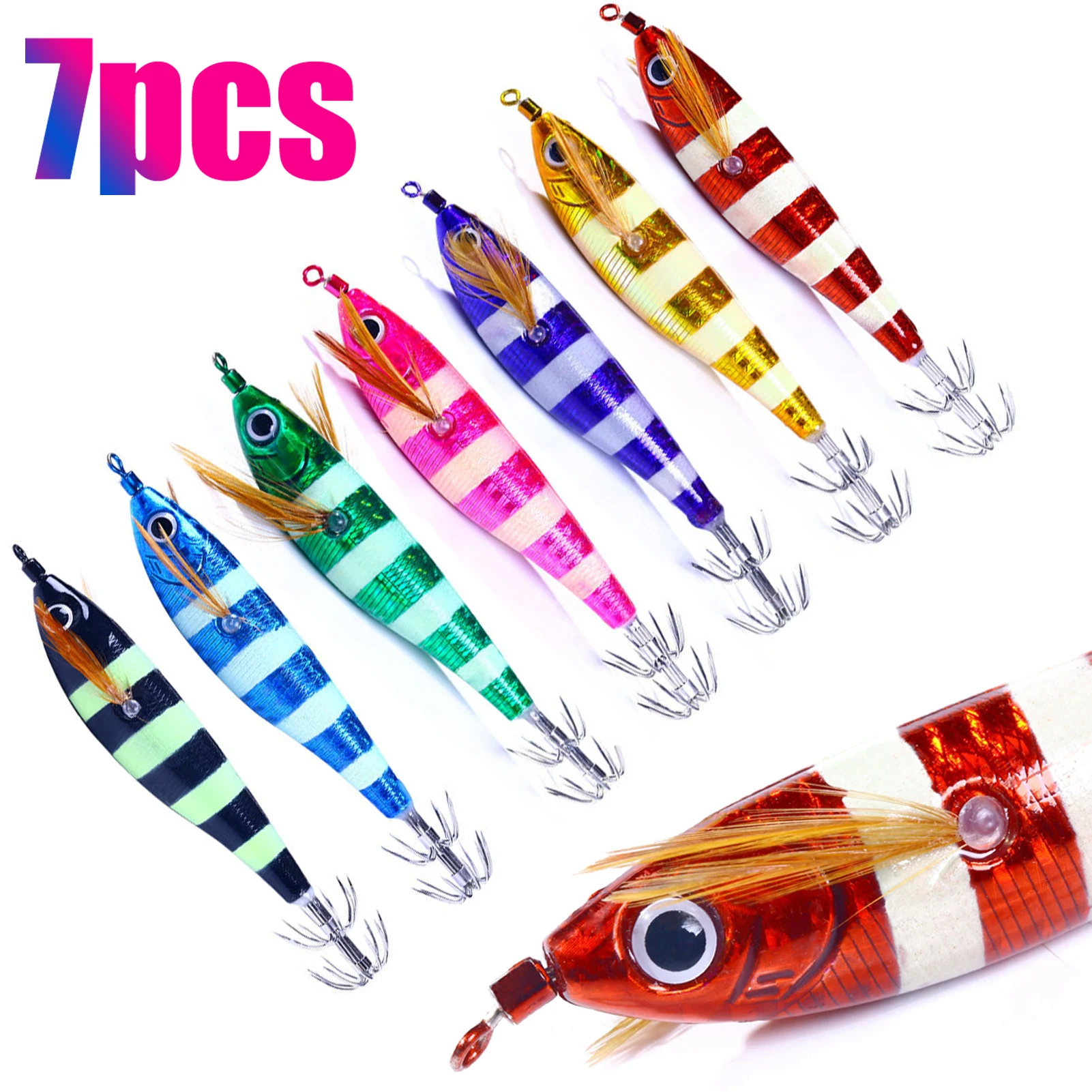 7pcs/Lot Fishing Squid Jigs Lure,9.5g/0.33oz Simulation Wood Shrimps,Squid Hooks,Sea Fishing Cuttlefish,Artificial Octopus Baits
7pcs/Lot Fishing Squid Jigs Lure,9.5g/0.33oz Simulation Wood Shrimps,Squid Hooks,Sea Fishing Cuttlefish,Artificial Octopus Baits