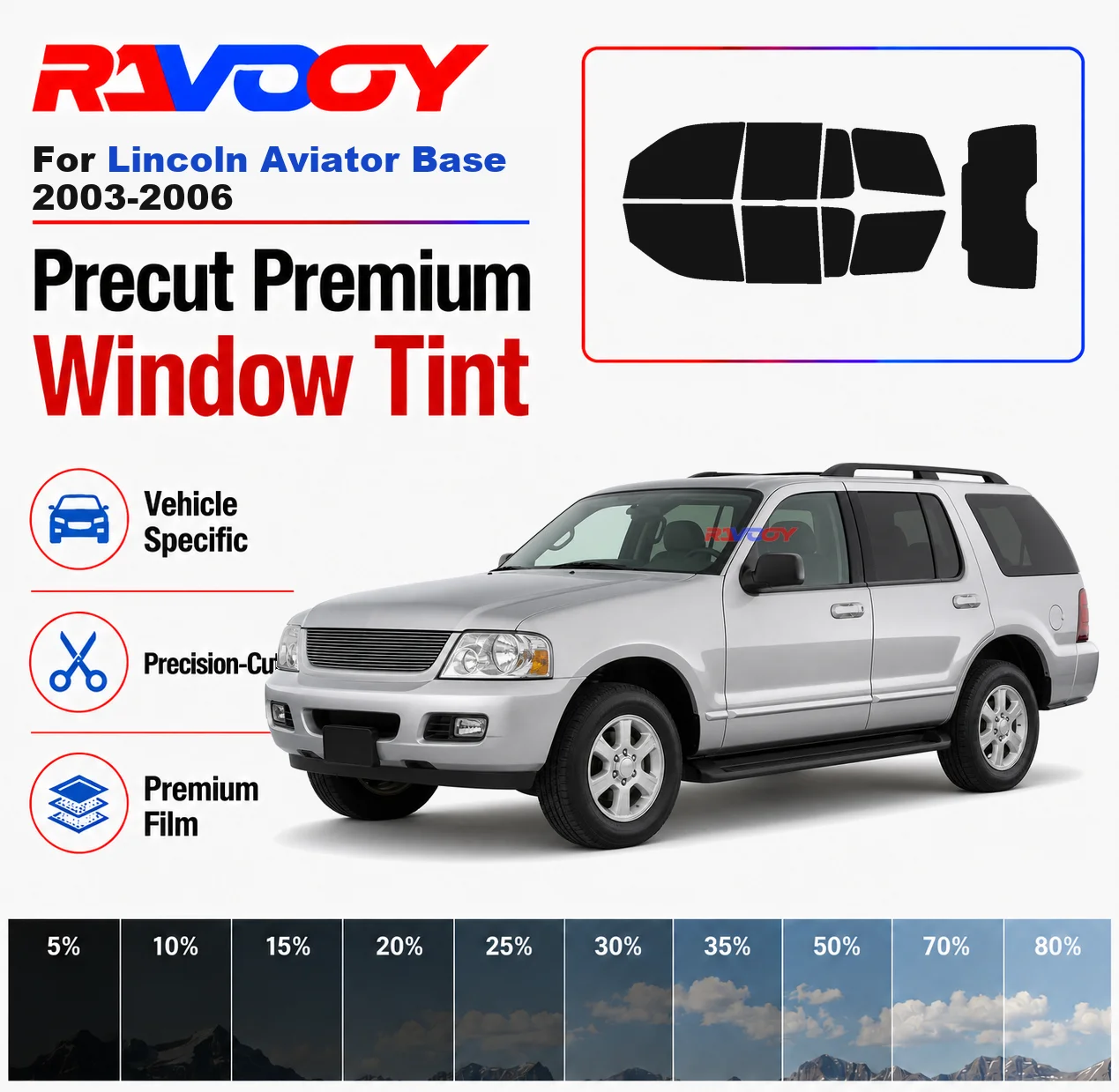 Premium Precut Window Tint Kit Front Rear Windows Rear Windshield For Lincoln Aviator Base 2003-2006 Car Solar Nano Ceramic Film
Premium Precut Window Tint Kit Front Rear Windows Rear Windshield For Lincoln Aviator Base 2003-2006 Car Solar Nano Ceramic Film