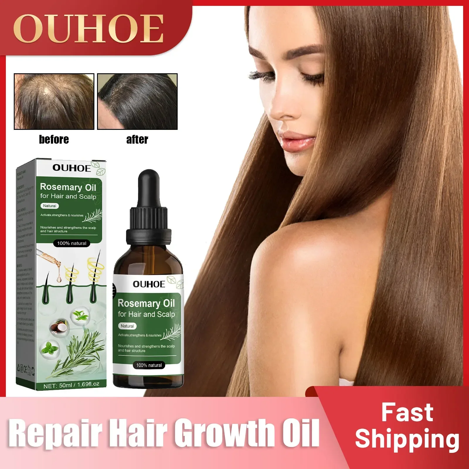 Hair Growth Essential Oil Rosemary Scalp Treatment Prevent Hair Loss Anti-Frizz Strengthening Nourishing Repair Smooth Hair Care
Hair Growth Essential Oil Rosemary Scalp Treatment Prevent Hair Loss Anti-Frizz Strengthening Nourishing Repair Smooth Hair Care