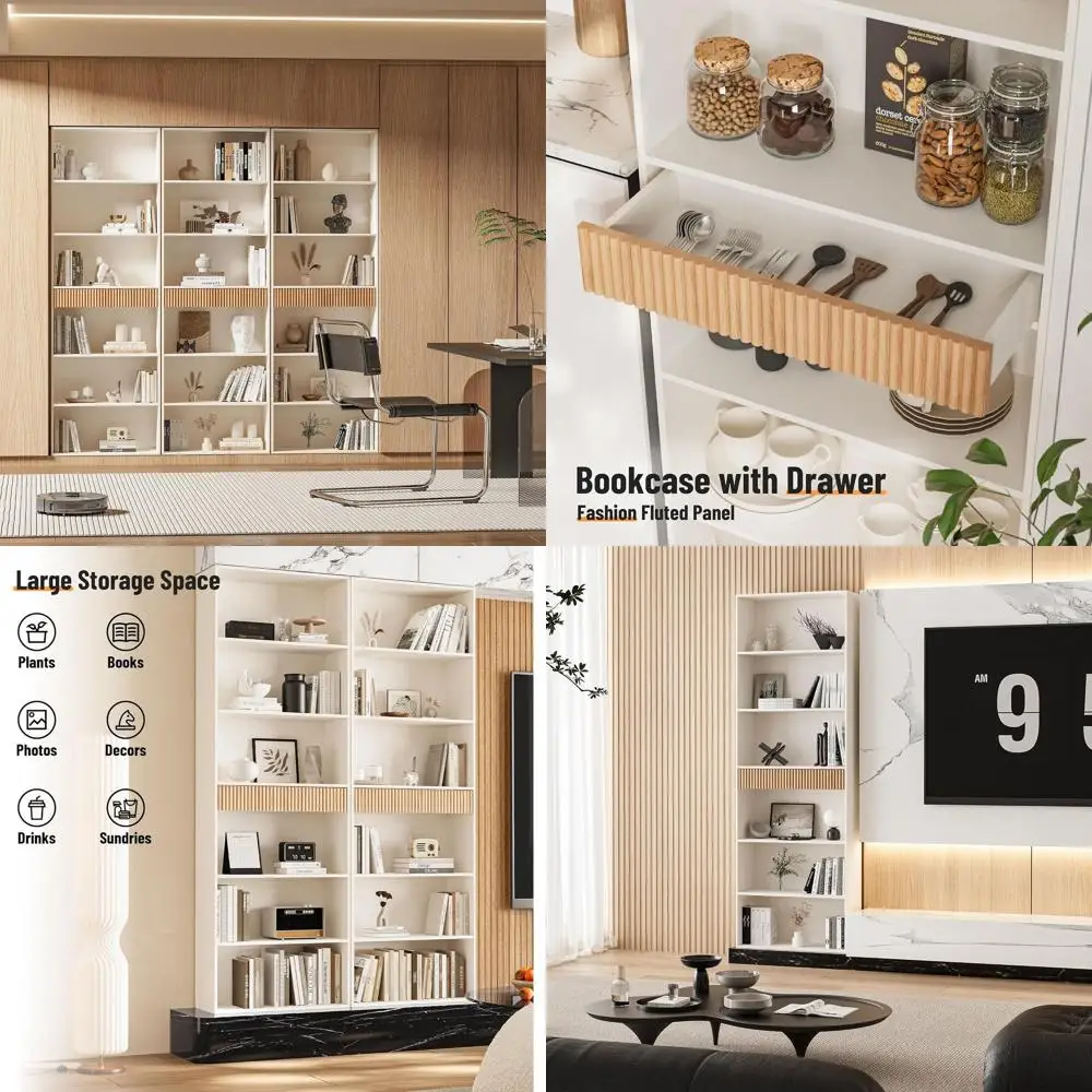 72 Tall 7-Tier Bookshelf with Storage, Anti-tip Feature, White Wooden Furniture for Home and Office
72 Tall 7-Tier Bookshelf with Storage, Anti-tip Feature, White Wooden Furniture for Home and Office