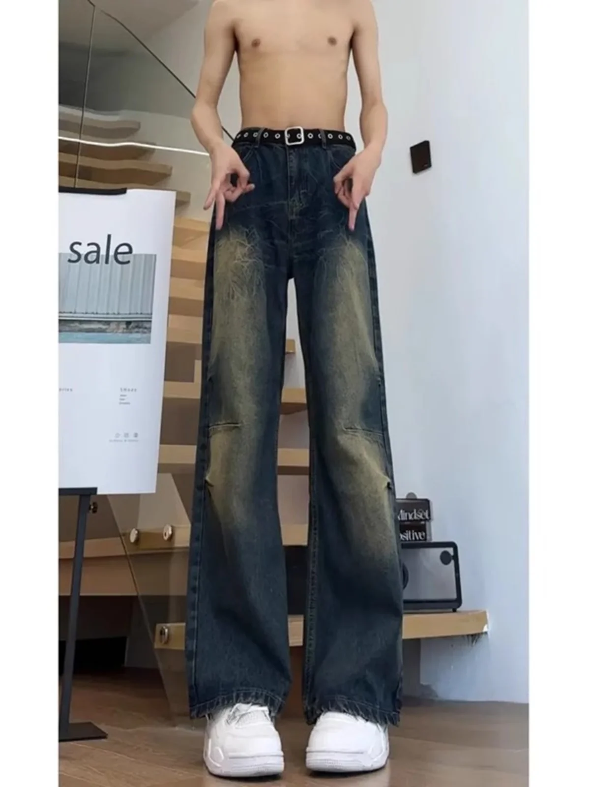 Мужские джинсы в стиле ретро-американский кэжуал, синие, прямые, с легким расклешением, в стиле High Street
Мужские джинсы в стиле ретро-американский кэжуал, синие, прямые, с легким расклешением, в стиле High Street