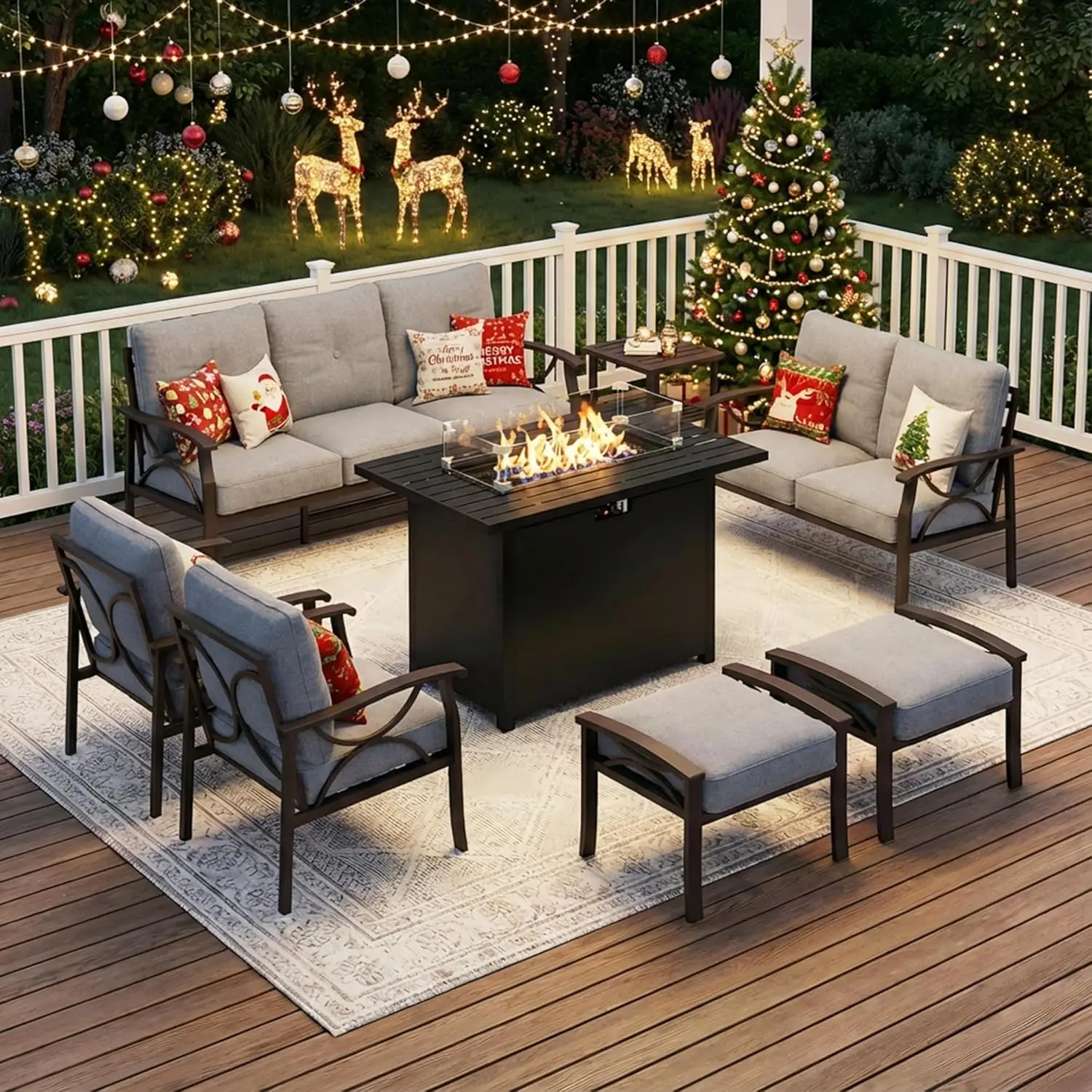 Комплект садовой мебели из 8 предметов: стол-очаг 43 дюйма, металлический секционный диван, подушки, для сада/балкона, серый, на заказ
Комплект садовой мебели из 8 предметов: стол-очаг 43 дюйма, металлический секционный диван, подушки, для сада/балкона, серый, на заказ