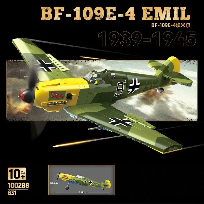 100288 немецкий истребитель BF-109E-4 Эмиль мелкие частицы военный строительный блок игрушка 631 шт. Коллекционная модель подарок
100288 немецкий истребитель BF-109E-4 Эмиль мелкие частицы военный строительный блок игрушка 631 шт. Коллекционная модель подарок