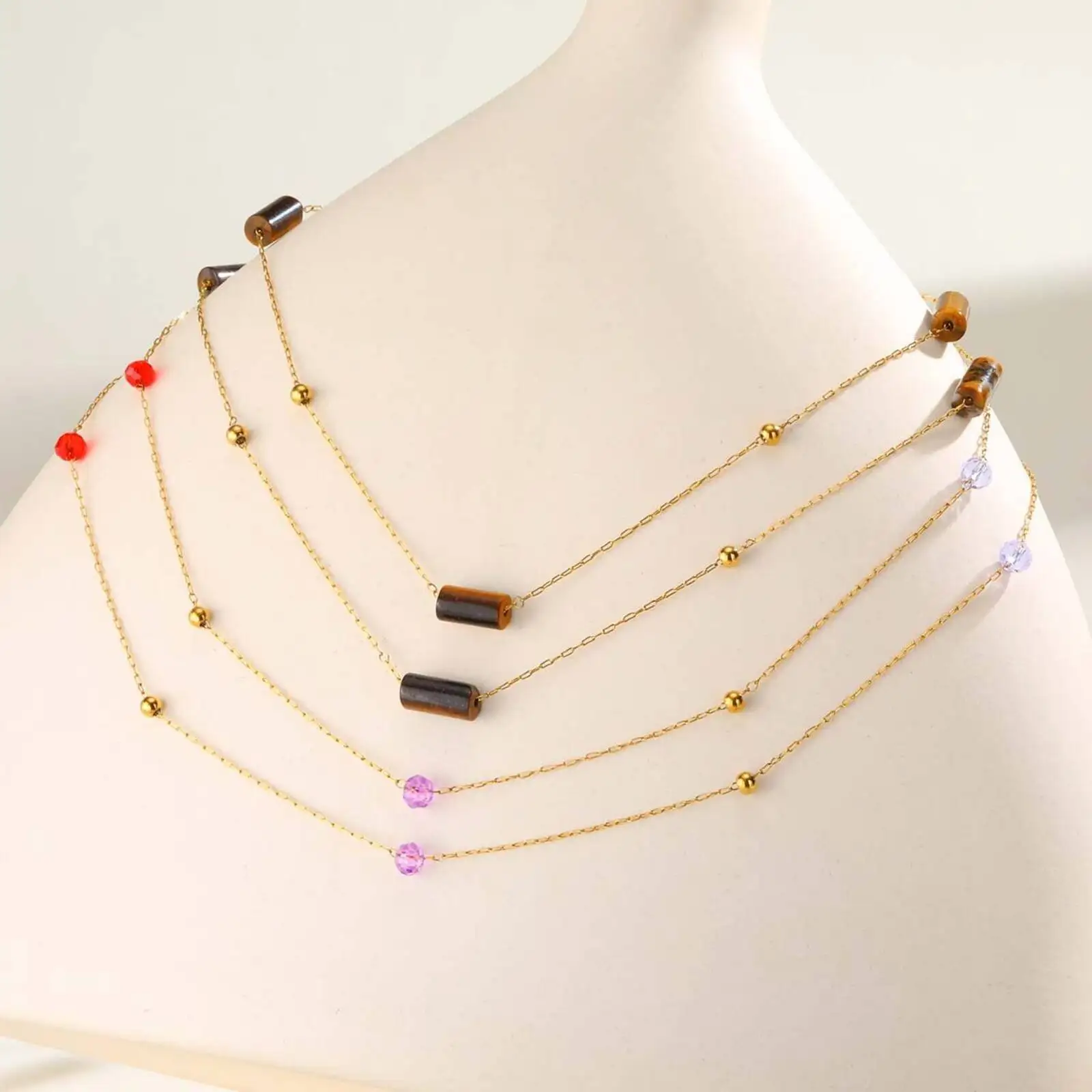 Vnox Natural Stones Beads Stackable Choker Necklace Stainless Steel Adjustable Chain Women's Trendy Style Jewelry Gifts
Vnox Natural Stones Beads Stackable Choker Necklace Stainless Steel Adjustable Chain Women's Trendy Style Jewelry Gifts