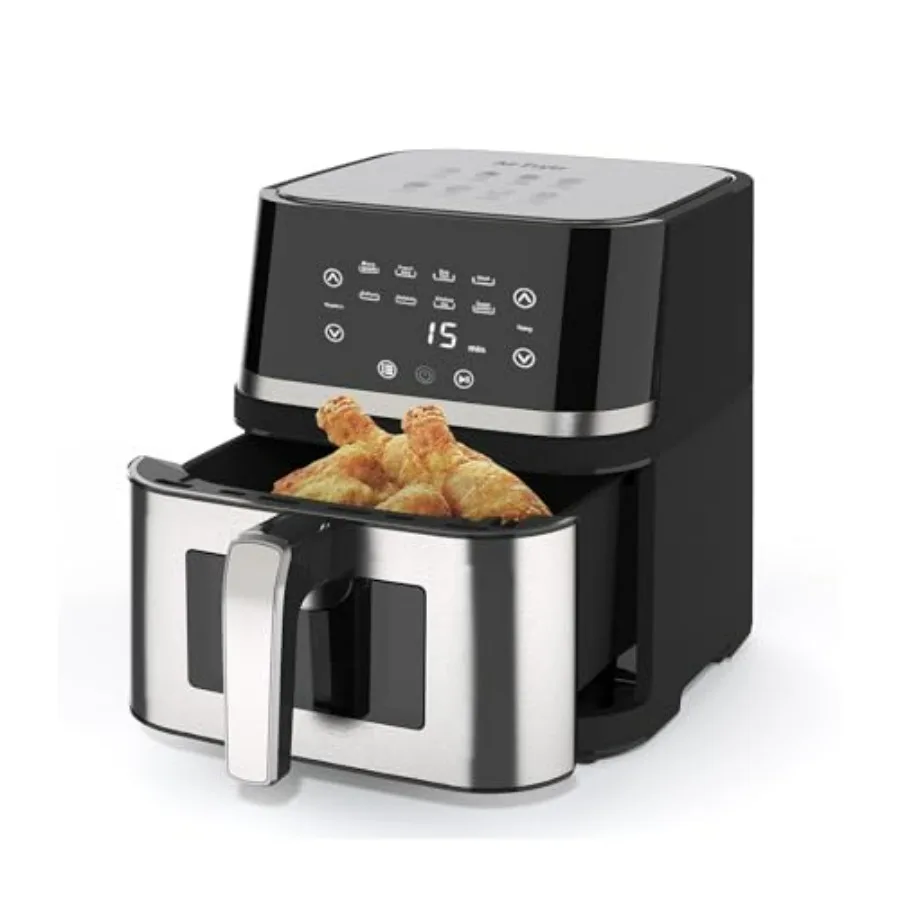 8Qt Large Stainless Steel Digital Air Fryer with Window for Kitchen Use Nonstick Basket Made without PFAS Touchscreen Display 4
8Qt Large Stainless Steel Digital Air Fryer with Window for Kitchen Use Nonstick Basket Made without PFAS Touchscreen Display 4