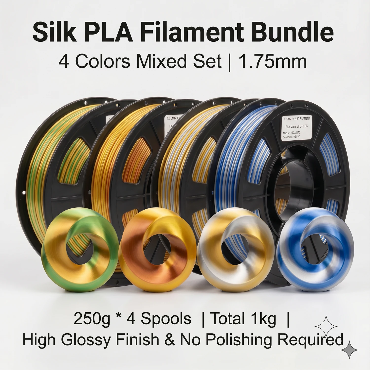 Silk PLA+ Dual Color 3D Printer Filament 1.75mm, 2-in-1 Coextrusion Gradient, ±0.02mm High Precision, Compatible with FDM Printe
Silk PLA+ Dual Color 3D Printer Filament 1.75mm, 2-in-1 Coextrusion Gradient, ±0.02mm High Precision, Compatible with FDM Printe