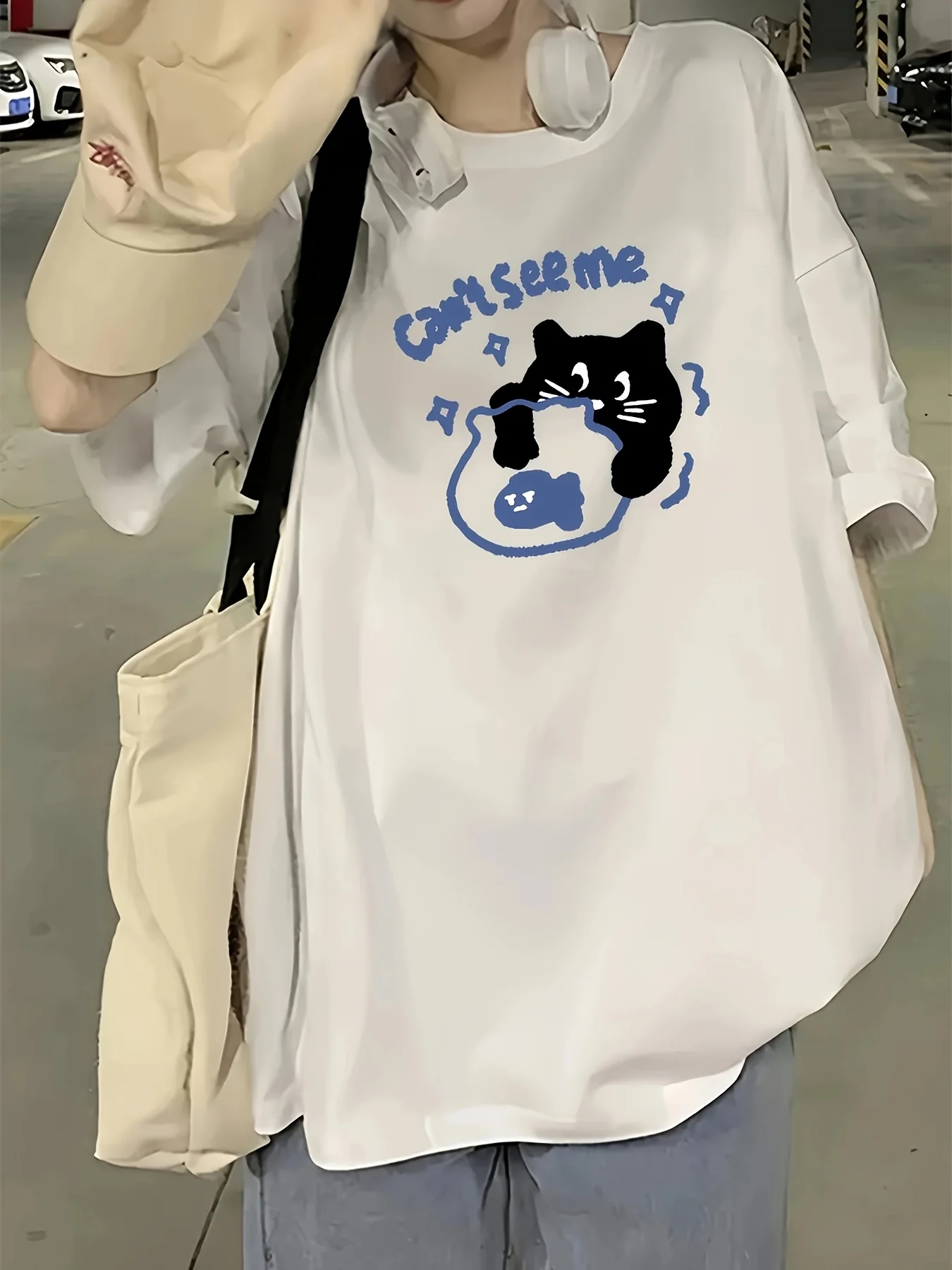 Plus Size Women's Cotton Short Sleeve T-Shirt Cat Print Casual Half Sleeve Summer New Style Comfortable Breathable Female Top 
Plus Size Women's Cotton Short Sleeve T-Shirt Cat Print Casual Half Sleeve Summer New Style Comfortable Breathable Female Top