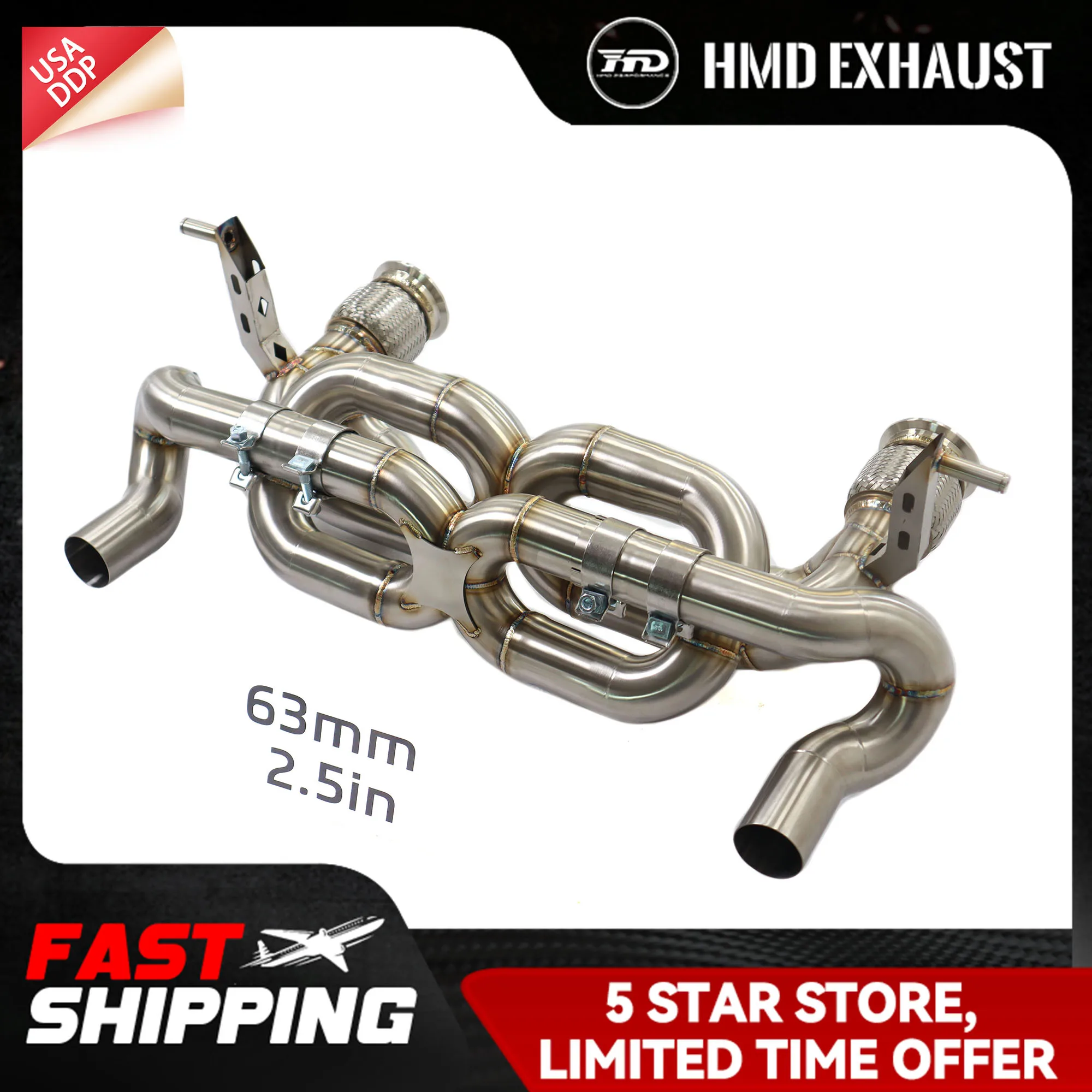 Выхлопная система Catback STO для Lamborghini Huracan EVO, дизайн с двойной X-образной трубой, SUS304, замена и установка HMD.
Выхлопная система Catback STO для Lamborghini Huracan EVO, дизайн с двойной X-образной трубой, SUS304, замена и установка HMD.