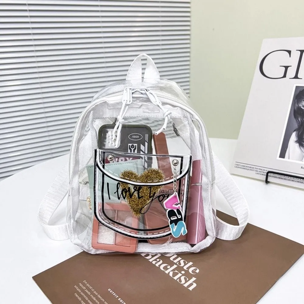 Simple PVC Transparent Backpack Korean Style Crossbody Fashion Jelly Bag Love Heart Large Capacity Shopping Bags Outdoor
Simple PVC Transparent Backpack Korean Style Crossbody Fashion Jelly Bag Love Heart Large Capacity Shopping Bags Outdoor