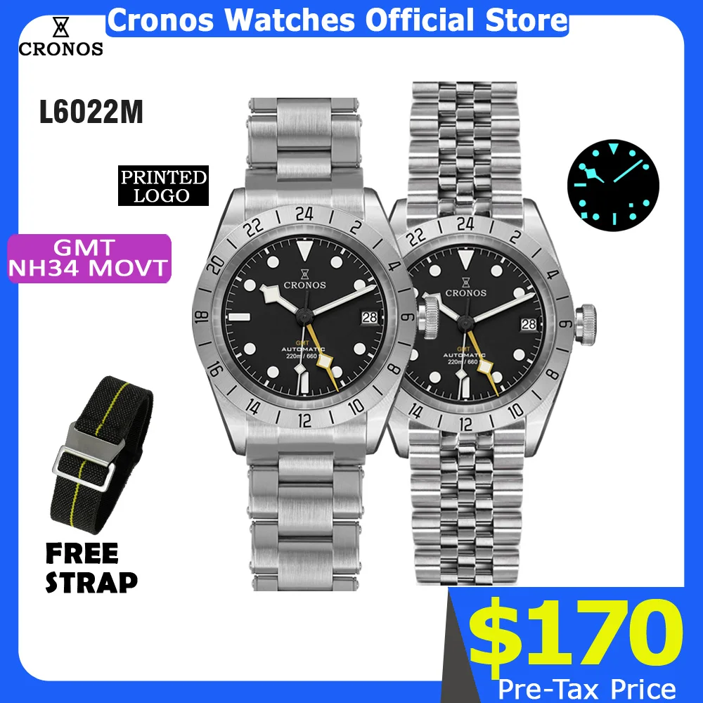 Cronos Vintage GMT 39mm NH34 Automatic Men Watch Mechanical Sapphire Glass Date Window BGW9 LUM Leather Strap Bracelet
Cronos Vintage GMT 39mm NH34 Automatic Men Watch Mechanical Sapphire Glass Date Window BGW9 LUM Leather Strap Bracelet