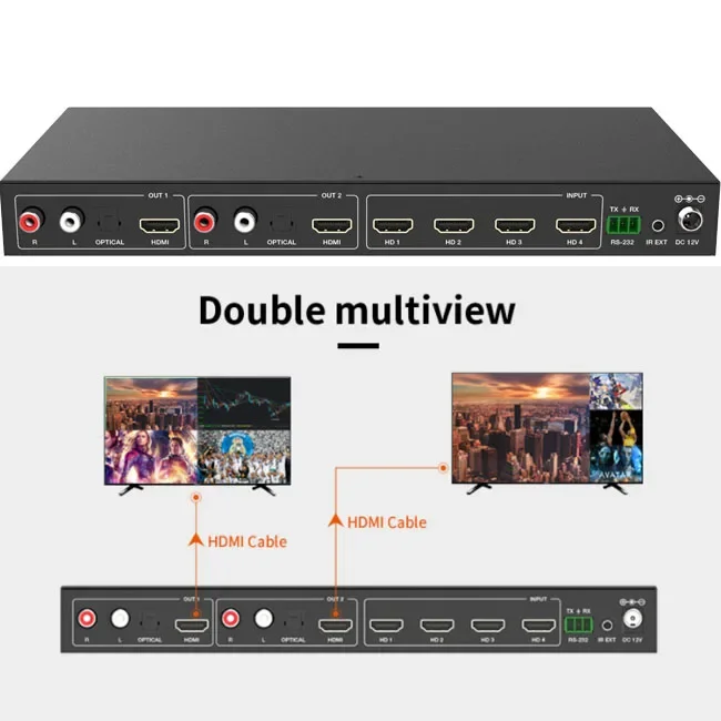 4K60 4x2 Multiviewer Seamless UHD Video Matrix Switcher
4K60 4x2 Multiviewer Seamless UHD Video Matrix Switcher