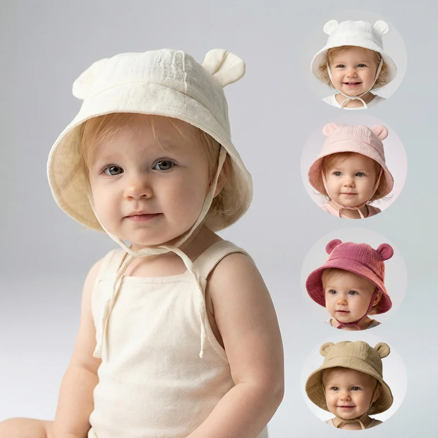 Baby cotton cap for infants. Baby ear fisherman hat. Solid-color children's sunhat. Versatile and casual.
Baby cotton cap for infants. Baby ear fisherman hat. Solid-color children's sunhat. Versatile and casual.