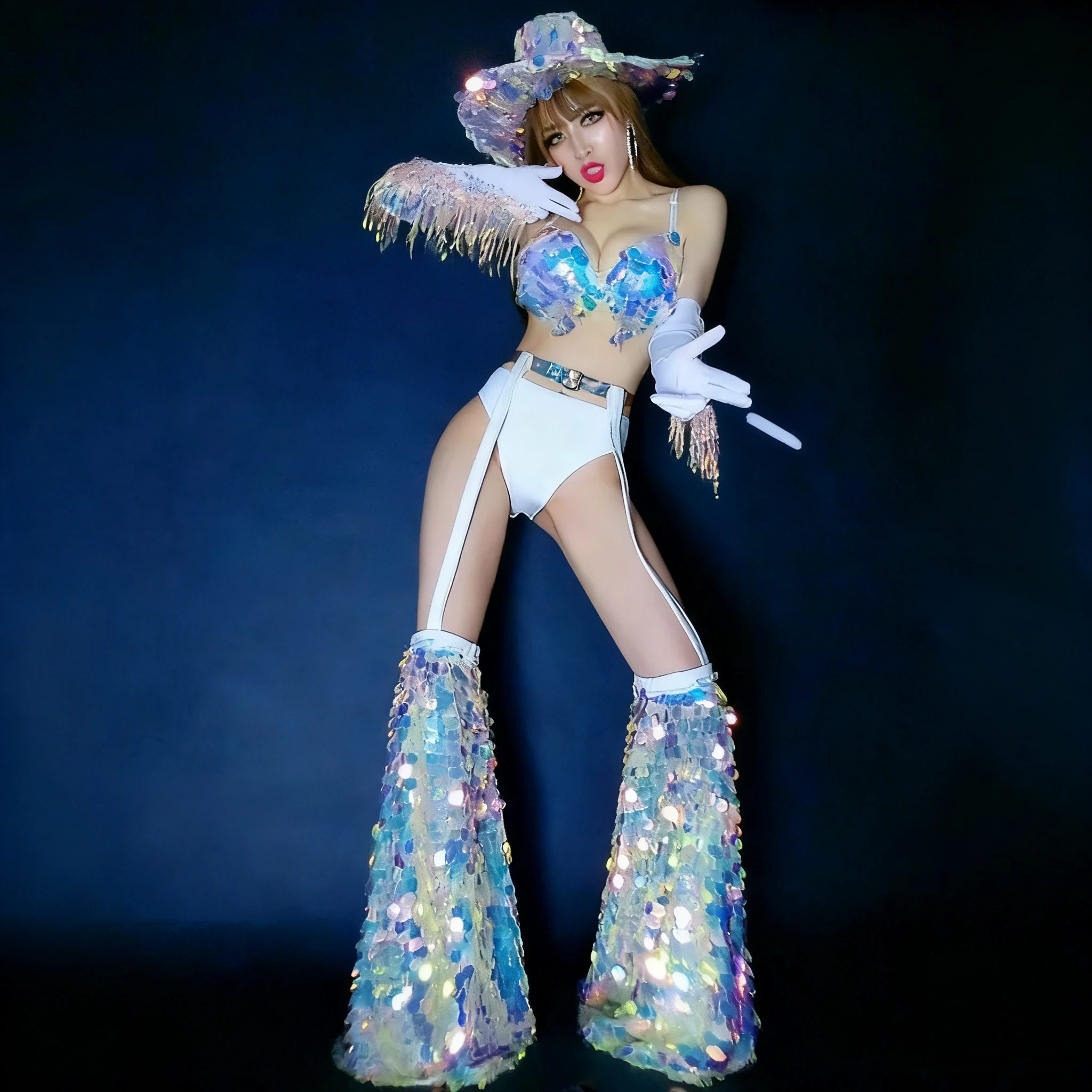 Ladies Glittering Sequins Bikini DJ Nightclub Dancing Suit Stage Performance Wear for Women
Ladies Glittering Sequins Bikini DJ Nightclub Dancing Suit Stage Performance Wear for Women