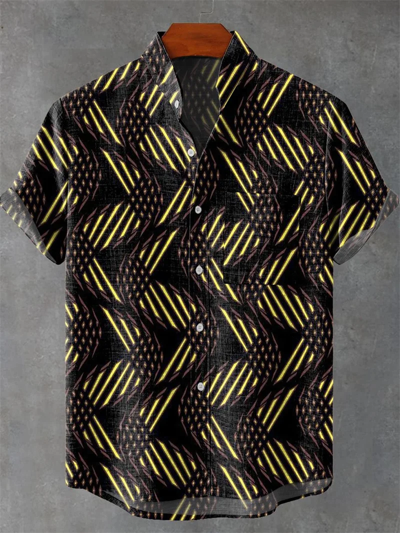 Hawaiian Striped Men's Shirt Linen Short Sleeve Shirt Grid Casual Top Fashion Men's Short Sleeve Shirt 
Hawaiian Striped Men's Shirt Linen Short Sleeve Shirt Grid Casual Top Fashion Men's Short Sleeve Shirt