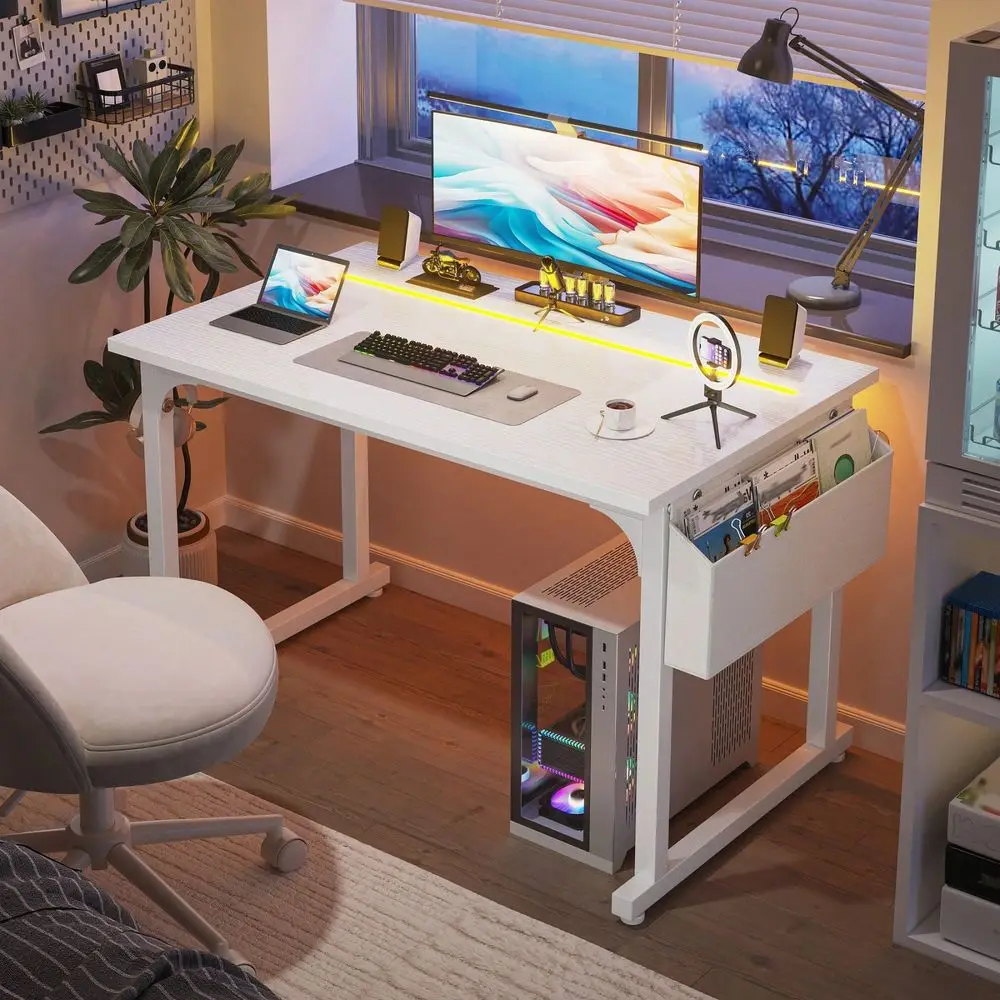 Computer Desk With LED Lights 39.4 W Study Desk With Storage Bag For Small Space Headphone Hook
Computer Desk With LED Lights 39.4 W Study Desk With Storage Bag For Small Space Headphone Hook